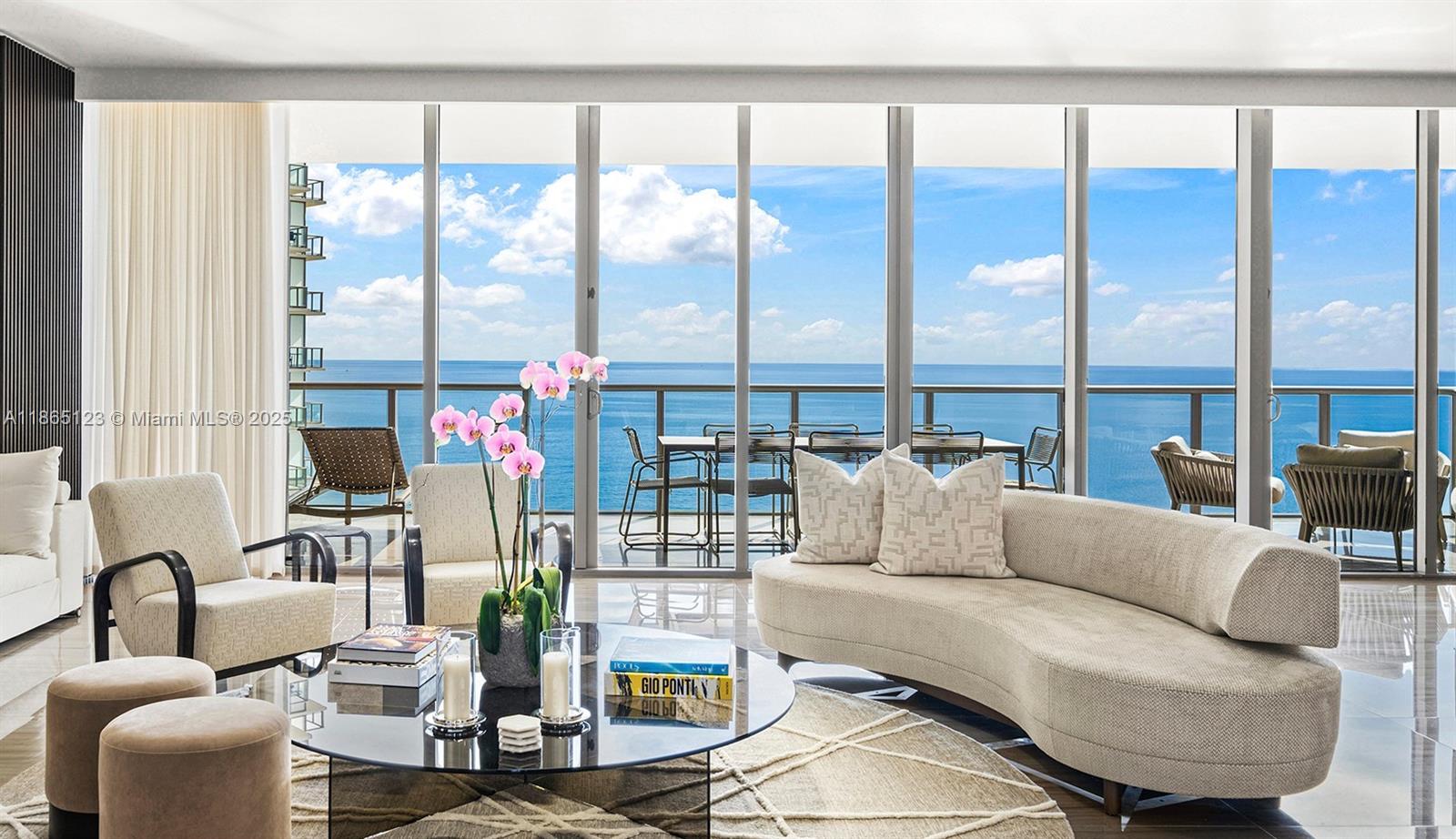 Nestled in the heart of Bal Harbour, St Regis rises from the turquoise waters of the Atlantic along its white sand beaches in the city’s most coveted location. One of only seven “Mayfair” units in the tower, the layout features an impressive amount of ocean frontage with living, dining and a family room in addition to a city-side den. Fully customized with luxury appointments including marble and hardwood floors, a chef's kitchen, wardrobes and decorative elements all by Poliform, lavish onyx baths, and smart home automation.  With a nearly 4000sf interior and 1250sf of outdoor space overlooking the ocean, intracoastal and downtown-skyline, the residence is ideal for families and entertaining. 5-Star amenities and services with on-site dining and the Bal Harbour Shops outside your front door!