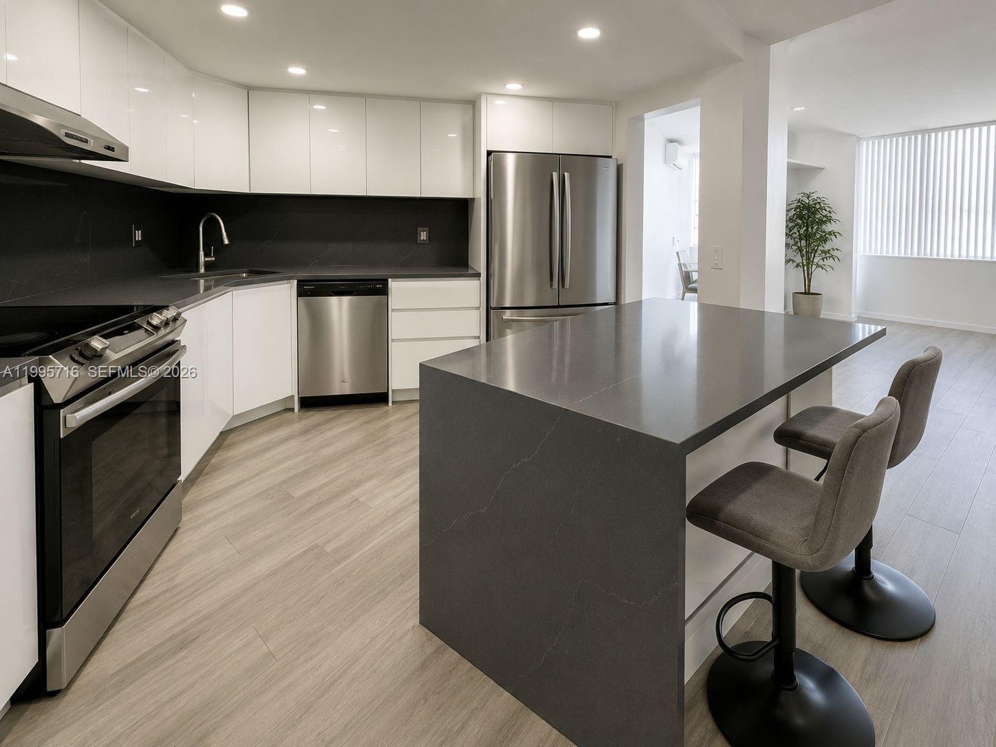 Beautiful condo with 1 bed, 1 and half bathroom, fully renovated on the 24th floor. Second room is a converted Den. Most amazing sunset views!! In the heart of Aventura. New Kitchen with quartz countertop, Island and backsplash. New stainless steel appliances. New bathrooms, new floors and ceiling. Fast internet, cable and water included in rental price. Community has 2 pools, 2 tennis courts and game room. Right next to the mall and minutes away from the beach. 1 parking space.