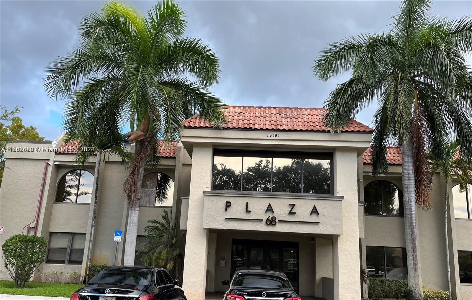 Executive office located at Plaza 68, a two-story office building just a few minutes from the NW 186 Street exit from I-75, and 1/2-mile north of the NW 67 Ave exit from the Palmetto Expressway. There is no traffic congestion. Lease includes utilities (water and electricity); plenty of free parking spaces. Security provided by video monitoring with code entry systems access 24/7.