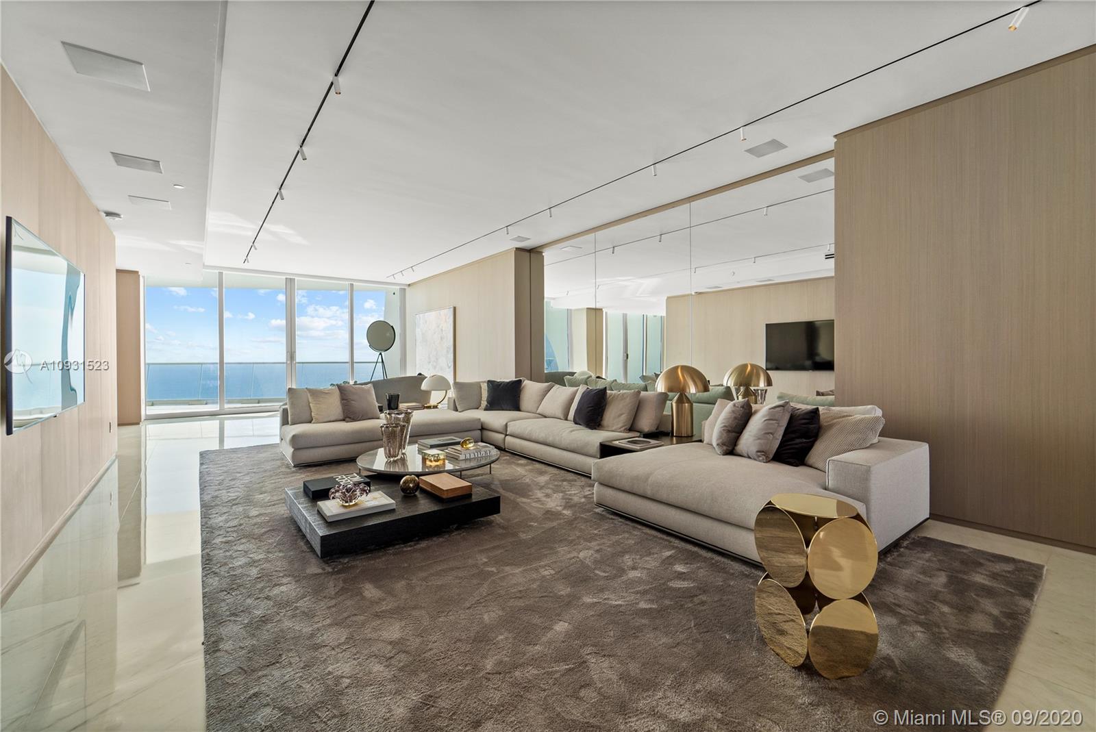 Just Reduced! Remarkable Residence available with Direct Ocean and Panoramic views at Jade Signature. This abode comes completely Designer Finished, boasting 10 ft ceilings and 4,219 total sqft with 3 bedrooms 4.5 baths plus family room, study, and service quarters. Custom finishes throughout exude Luxury, choose to take in the Sunrise and Sunsets from one of 3 balconies this flow-through unit has to offer. Building is Full Service 5 Star Amenities, Including a Tata Harper Spa, State of the Art Fitness, Full Service Restaurant, Pool and Beach Service, Children's Rooms and More. Easy to Show Call or Text LA for information.