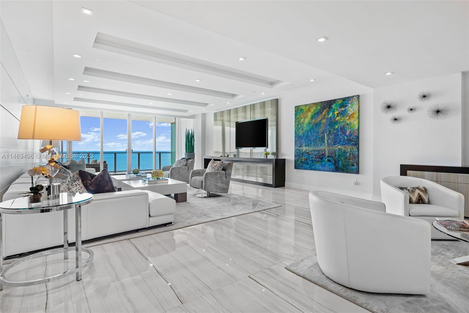 Discover Oceana Key Biscayne, an oasis of coastal luxury with 3,369 sqft of space, 3 bedrooms, and 4.5 bathrooms. Private elevator foyers provide exclusivity, while oceanfront master baths and oversized closets cater to your comfort. Custom finishings, including exquisite drop ceilings, millwork, and wall coverings, adorn this architectural masterpiece. Enjoy an enviable flowthrough open floorplan that connects both sunrise and sunset balconies together, to witness tranquil mornings and grand gatherings while gazing at the mesmerizing ocean. Enjoy resort-style amenities, from 2 pools with a private restaurant to a fitness center, sauna, oceanfront services, and a dedicated concierge. 2 parking spaces + golf cart spaces complete this coastal dream. Make Oceana Key Biscayne your home today!