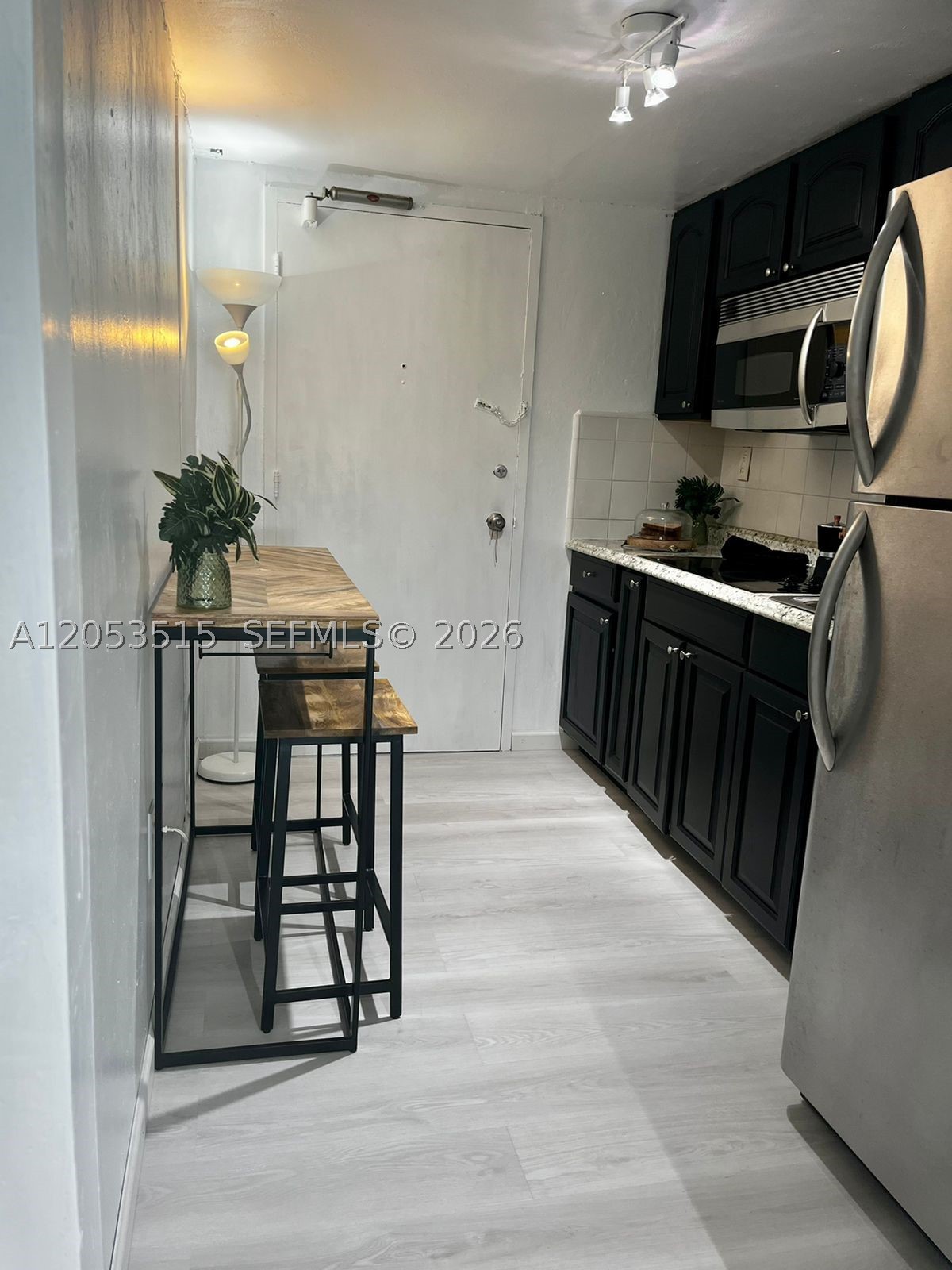 Rare to find, there is only 3 studios available in Del Prado, and this one is one of them. Cozy, roomy and separated form the kitchen. Updated little cute Condo, for a single person  or a couple! New vinyl flooring, updated bathroom with a shower. Unit is rented occupied, looking to stay. All services included in your HOA, just pay your electric bill. Call me now so we can schedule a private tour or this rarely available unit. Showings only Sundays from 2-5pm