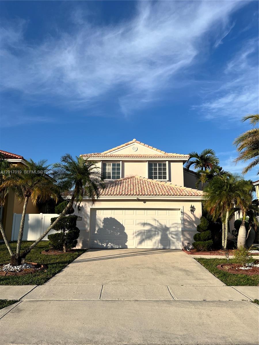 Welcome to this beautifully maintained 4-bedroom, 3-bath home located in the highly desirable Chapel Trail community. This property offers the perfect combination of comfort, style, and recent upgrades. Inside, you'll find tile flooring in the main living areas, along with wood and carpet in the bedrooms upstairs for added comfort. The primary suite on the second floor includes a spacious walk-in closet and en-suite bathroom. The home office downstairs can be used as another bedroom for added space. The spacious floor plan is ideal for both everyday living and entertaining. The eat-in kitchen is fully renovated with updated appliances. There are impact windows downstairs for peace of mind. Step outside the sliding doors to a large backyard complete with a patio and cabana, perfect for relaxing, hosting gatherings, or designing your own outdoor retreat. Chapel Trail residents enjoy a community pool, playground, and tennis courts. Ideally located just minutes from shopping, dining, and major highways, this home is also zoned for top-rated schools. Don't miss your opportunity to own this inviting home in one of South Florida's most sought-after communities-schedule your private showing today!