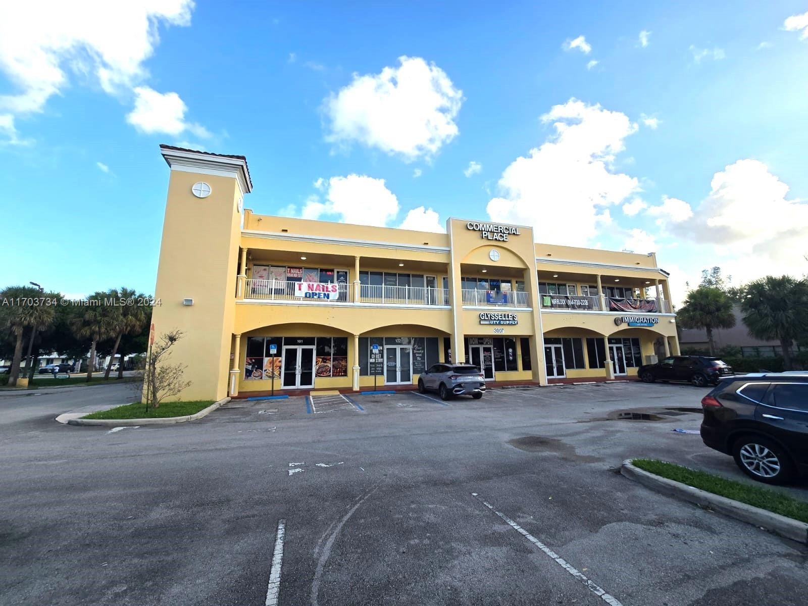 FOR SALE – First floor corner storefront space available! With frontage to Commercial Blvd, this unit has an annual average daily traffic count of 55,000 vehicles. Located in B-1 zoning, this unit is perfect for a variety of businesses including retail storefront. Other businesses in building include law office, beauty supply store, and more.  Current layout set up as restaurant/café and can certainly be reconfigured. Plenty of parking in front and rear of building. Just minutes from Fort Lauderdale Executive Airport and closely located to I-95 and Florida’s Turnpike this location is easily accessible to customers and employees alike. Contact for more information!