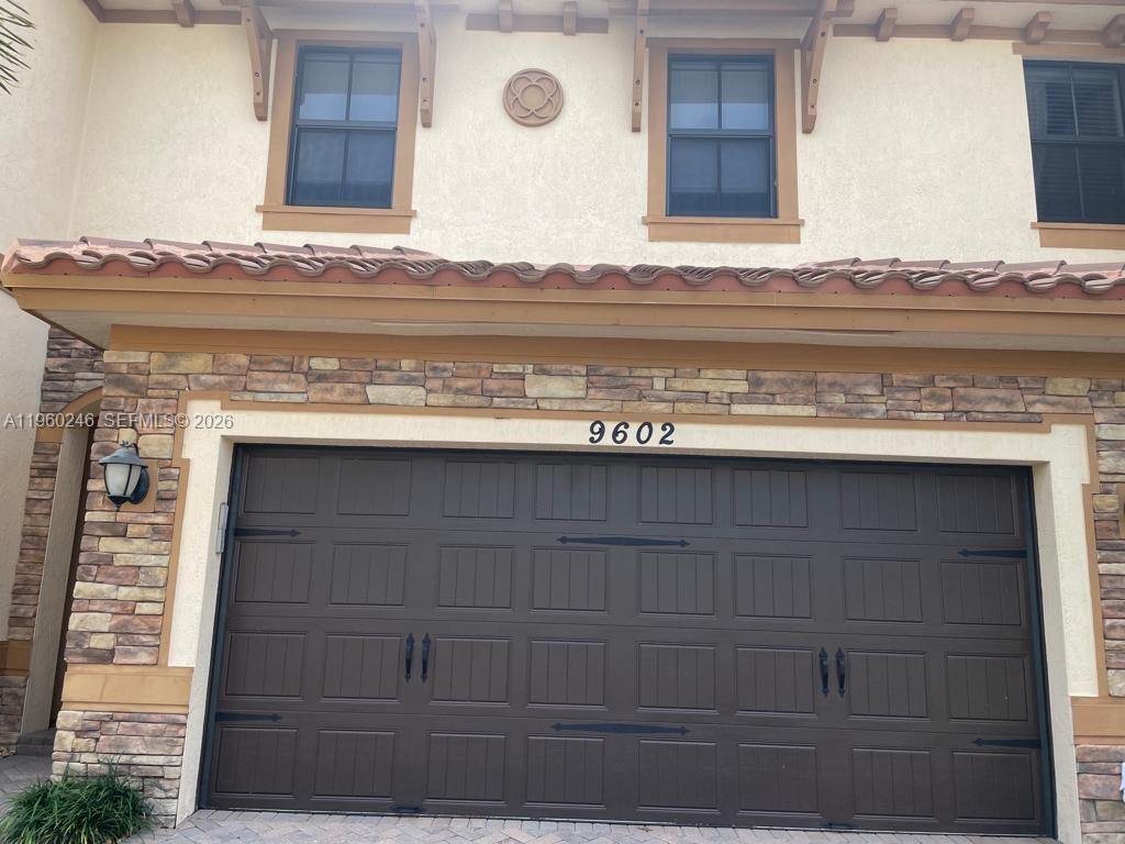 Beautiful 3 bedrooms, 2.5 bathrooms in Town Parc at Mira Lago. Tile floors throughout main level. Open floor plan. Kitchen with granite counters, SS appliances and breakfast bar area. Spacious master with walk in closet. Master Bath with roman tub and glass enclosed shower. Fenced in backyard. 2 car attached garage. 24 hour gated security. Community clubhouse, pool and more. Close to shopping. A+ Schools.