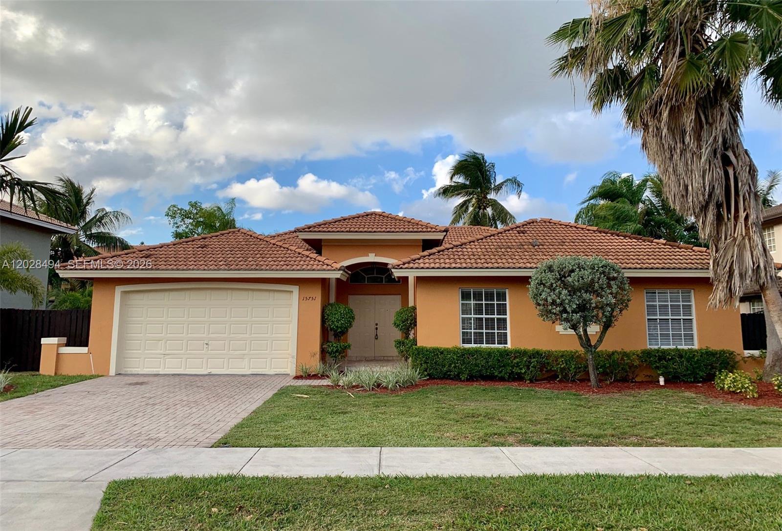 Spacious Home plenty of details. Former model home from developer. One Story home for rent in Miami. located in Garden Hills, a well-established & quiet community in West Kendall-Hammock's area. Near West Kendall Baptist Hospital and Kendall-Tamiami Airport. Large Kitchen with Breakfast area, Family and Dining area opening to patio and pool. Great for entertaining and enjoying the Sunshine State at its best. Easy to show! Maintenance for Pool and Landscape included!!