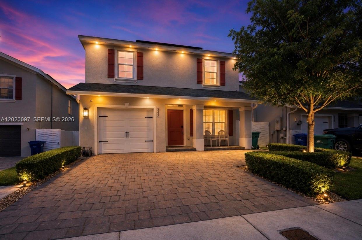 Located in the desirable Baywood community, this beautifully maintained 2020-built home offers 4 bedrooms, 3 bathrooms, and 2,488 total square feet of comfortable living space with a modern and functional layout. Featuring one bedroom and full bath downstairs, plus three bedrooms and a spacious loft upstairs.  Enjoy a fully paved backyard with aluminum patio installation, ideal for entertaining, along with a paved front yard, metal fencing, accordion shutters, and exterior lighting throughout the property. The solar panel system will be paid off at closing, providing energy efficiency and long-term savings for the new owner. Low HOA of only $110/month. Conveniently located near the Turnpike with easy access to Miami, the Florida Keys, shopping, restaurants, movie theaters, and entertainment. Move-in ready and shows like new!