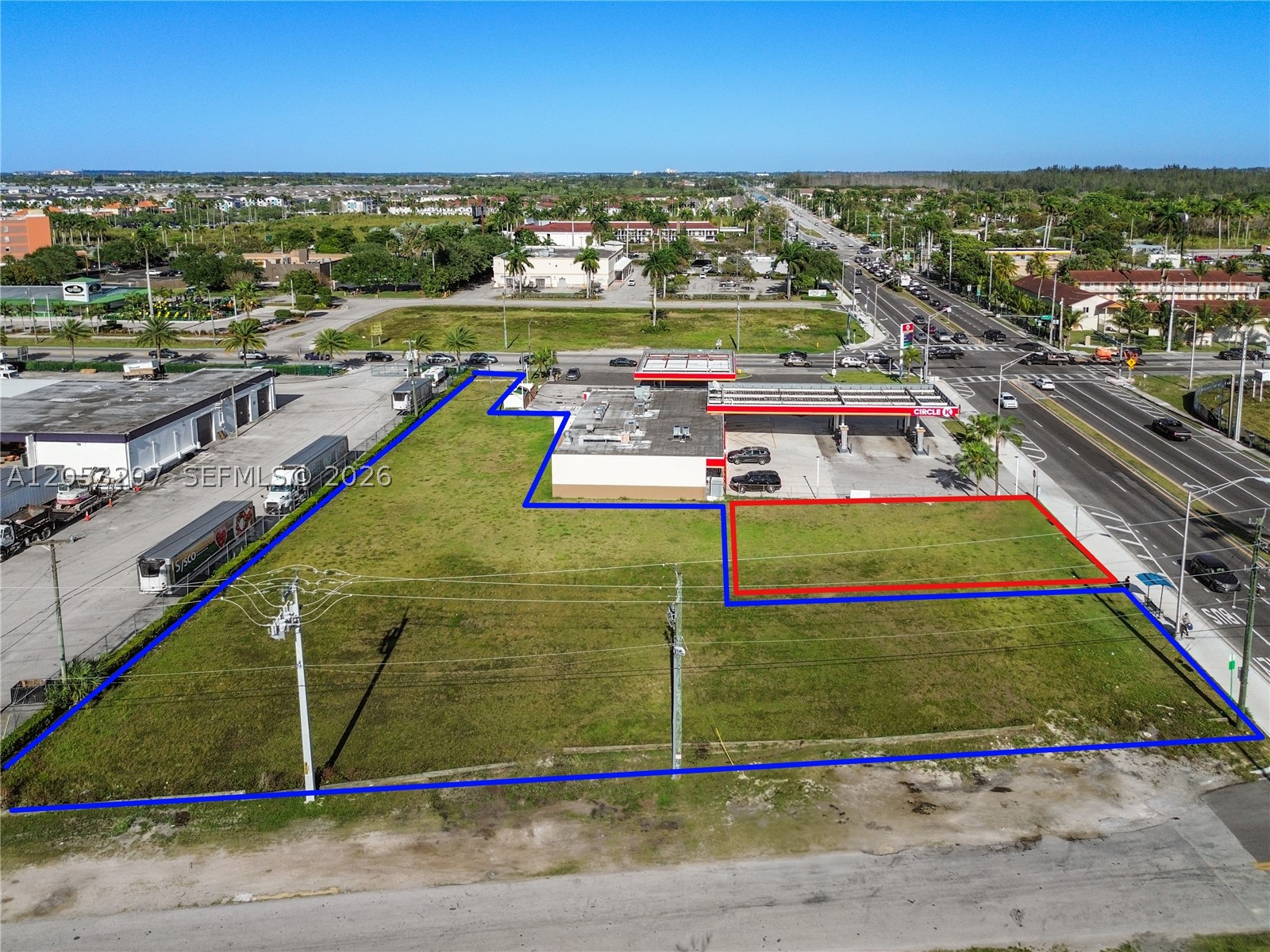 Great opportunity to own 0.93 acres of vacant industrial-zoned land with high visibility frontage on both West Palm Drive aka SW 344 Street and Krome Avenue. Surrounded by restaurants, and gas stations, this parcel sits in the heart of rapidly growing Florida City. This is one of the last vacant parcels offering unparalleled development potential for logistics, warehousing, hospitality, or mixed use commercial projects. With high traffic counts and easy access to major highways, this location is ideal for investors and developers seeking prime real estate in growth corridor. Located next to DiMare Growers and in close proximity to Walgreens, Cracker Barrel and much more.