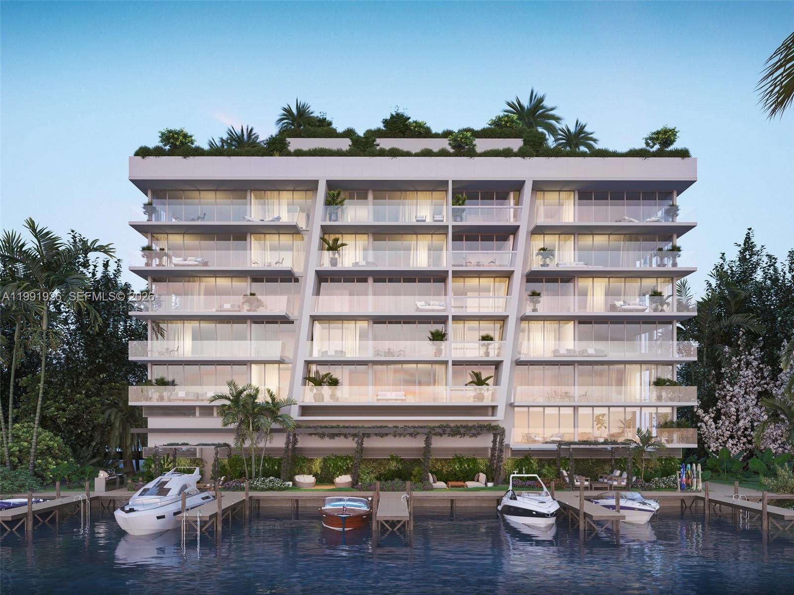 Experience refined waterfront living at 9900 West, an exclusive boutique building with only 23 residences in Bay Harbor Islands. This corner 2-bed, 2-bath plus powder room residence offers 1,455 sq. ft. of interior space and 452 sq. ft. of terraces with city views. Features include Italian ITALKRAFT kitchen with Miele appliances, floor-to-ceiling windows, 9-foot ceilings, and premium finishes throughout, designed to maximize natural light and seamless indoor-outdoor living.
Residents enjoy a private marina with boat slips and direct water access with no fixed bridges, along with over 5,000 sq. ft. of lush landscaped green spaces throughout the property.
Amenities include a rooftop saltwater pool and spa with panoramic views, summer kitchen, private cabanas, state-of-the-art fitness center, wellness spa with sauna and cold plunge, children’s playroom, dog wash station, and concierge services. Ideally located in Bay Harbor Islands, just moments from Bal Harbour Shops, beaches, fine dining, and top-rated schools, offering a perfect
balance of privacy and accessibility. Estimated delivery: Q3 2026.