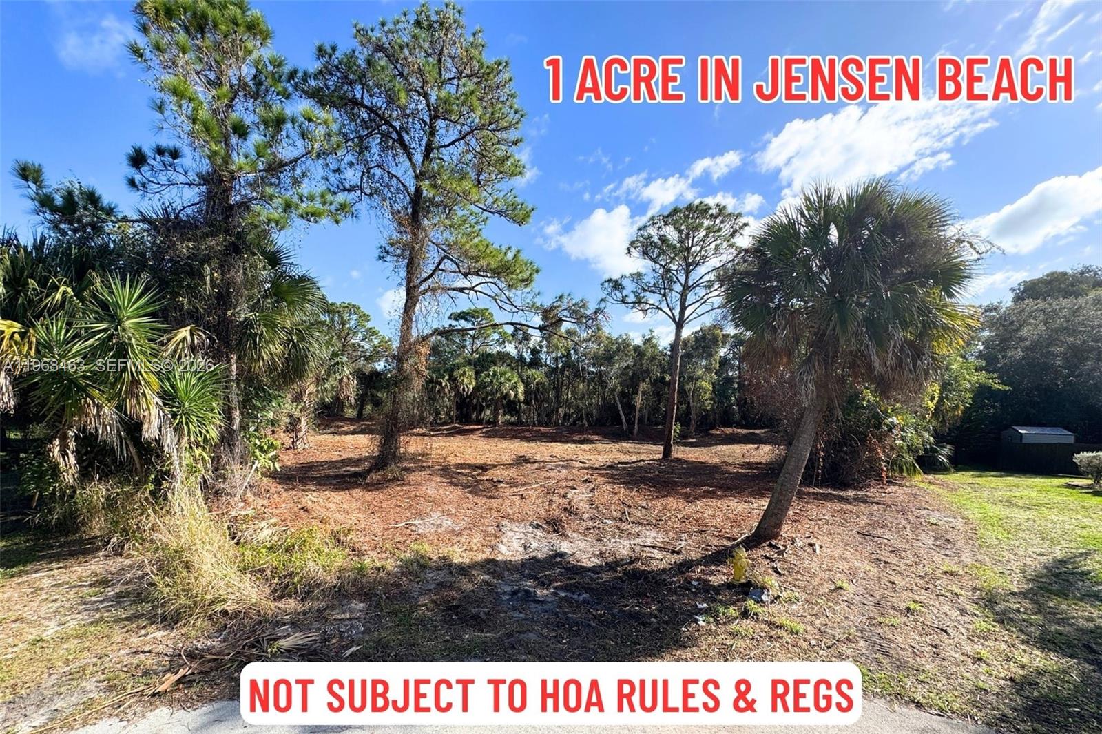 Rare opportunity to build your dream home in the heart of downtown Jensen Beach! This exceptional 1-acre homesite is tucked away on a private cul-de-sac in Sugarhill, offering the perfect blend of privacy, space, and prime location. Enjoy the freedom that makes this property truly unique — while the lot is subject to a low HOA fee, it is not subject to HOA rules or regulations, giving you the flexibility to design and live your way. Bring your boat, RV, or toys and store them right on your property without restriction — a rare find in this highly desirable area. Surrounded by established homes and just minutes to downtown Jensen Beach, beautiful beaches, waterfront dining, shopping, and A-rated schools, this property offers the ideal setting to create a custom estate in one of the Treasure Coast’s most sought-after locations.