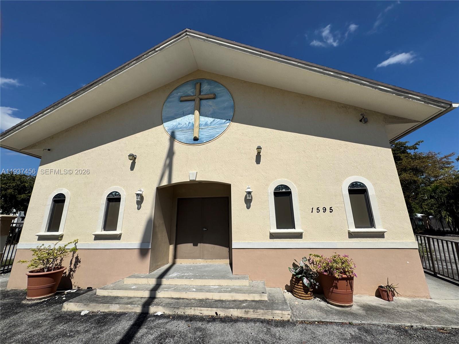 Free standing building available for sale.  Built 2010 and +/- 2,849 SF, and 11,500 SF of land.  That includes two folios.  Currently a church that seats up to 150.  But best use is for the commercial, industrial, mixed use, and retail uses that zoning allows.  Can be anything from a restaurant, retail, warehouse, dog grooming and boarding,  diagnostic lab, convenience store and etc.. Please check the zoning on city of North Miami.  Located  On 119th st with high traffic and great frontage.