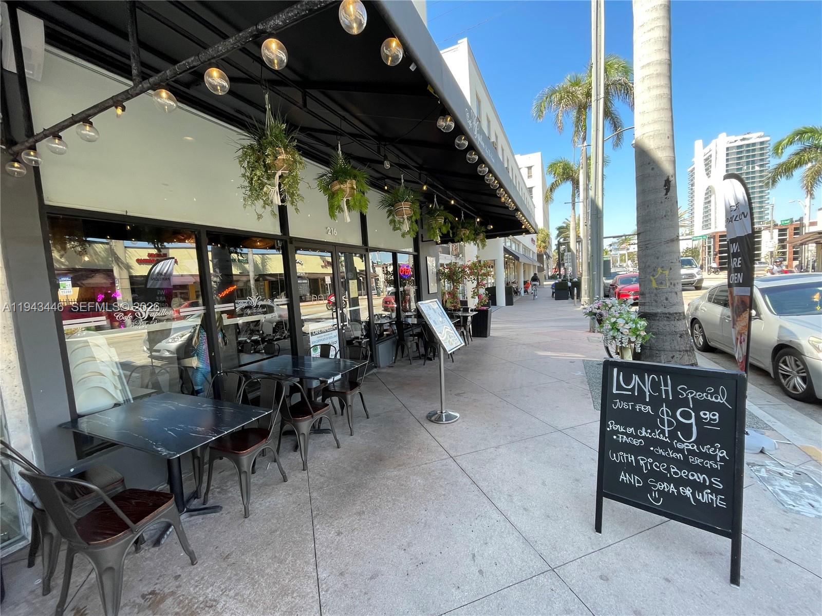 Owner does not have time to take care of the restaurant and wants to sell. fully renovated restaurant located just half a block from the beach. The property was completely updated one year ago, including a refurbished and upgraded 10’ hood and walk-in cooler. All equipment has been replaced with brand-new units. The space features an exquisite, modern design throughout the entire dining area. Seating includes 34 approved indoor seats, plus a recently reapproved Certificate of Use (CU) for 12 outdoor seats. Low rent for the area $9,900.