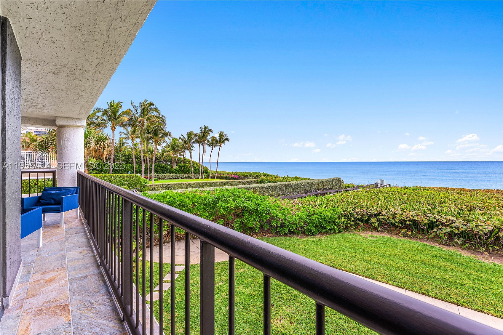 This is the one you've been waiting for!Rarely available Pelican Walk condo.One of the best-kept secrets in Juno Beach.This boutique oceanfront building has only 6 units.Lives like a beach house. Elevator opens to a foyer shared by one other.This turn-key unit features 3 BR,2.5 Ba, garage parking & incredible ocean views.The living room balcony is wide; overlooks expansive lawn & ocean. Sit on your balcony & listen to the waves.The unit runs east to west providing sunrise & sunset views. Primary suite balcony overlooks the ocean,large walk-in closet, dressing area & updated bath.Laundry room with utility sink & extra storage. Expansive living area overlooks ocean. Dining area is open ocean views. Fully equipped eat-in kitchen . Two arge guest bedrooms are in the rear o  & share updated bath, both have large closets, and a west balcony which overlooks the pool, parking area, and Pelican Lake.  The grand piano in the living room has a digital playing feature. The complex features a heated swimming pool, gated entry, garage parking, plenty of guest parking, and gated beach access. Located between Pelican Lake and the Atlantic Ocean with direct ocean views. Easy to see. Floor Plan in photos. The building has met all milestone inspections, and the front facade of the building was just redone to update the exterior to today's more modern standards. There are no assessments on this building and the reserve accounts are fully funded. East to see.