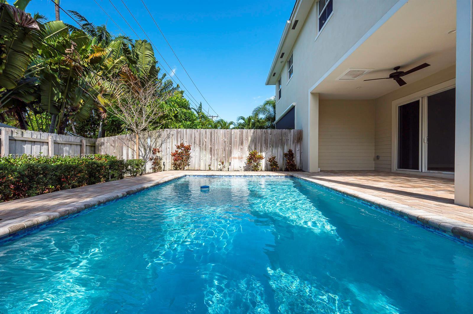 New Construction Home built in 2018.  Close to the Beaches and Downtown Las Olas.  Freshly Painted and updated 4 bedrooms / 3.5 Bathrooms with over 2500 sq. ft.  Heated Pool with beautiful Land scaping around entire house.  2 car garage with plenty of parking. Can be delivered furnished or unfurnished.  Pictures of furniture is staged.  Please call or text agent for pricing for short term.