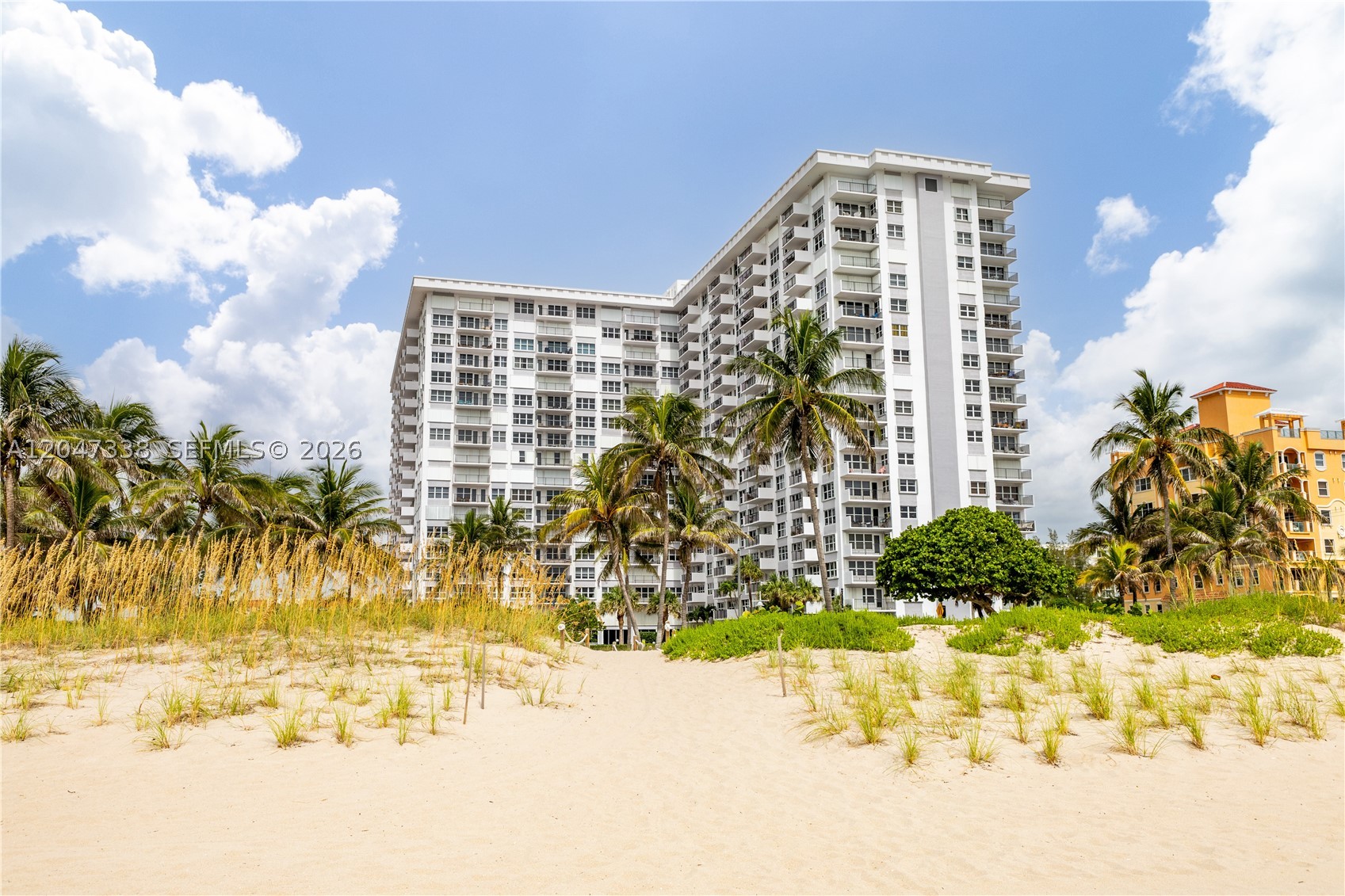 Location is paramount in this beautifully renovated studio situated directly across from Pompano Beach. This exceptional unit offers easy beach access—just steps away from the sandy shores! It boasts impact-resistant windows and doors, a modern kitchen with new cabinetry, granite counter-tops, tiled floors, stainless steel appliances, and a breakfast bar. The bathroom has been upgraded with a walk-in shower and new vanity. Additional features include built-in closets for ample storage, a new hot water heater, and a new AC unit. The building offers a wealth of amenities including a heated pool, sauna, fitness centre, BBQ grills, card room, library, meeting room, doorman, and security. This prime unit is just two blocks north of the pier, close to exciting new dining, shopping, and more!