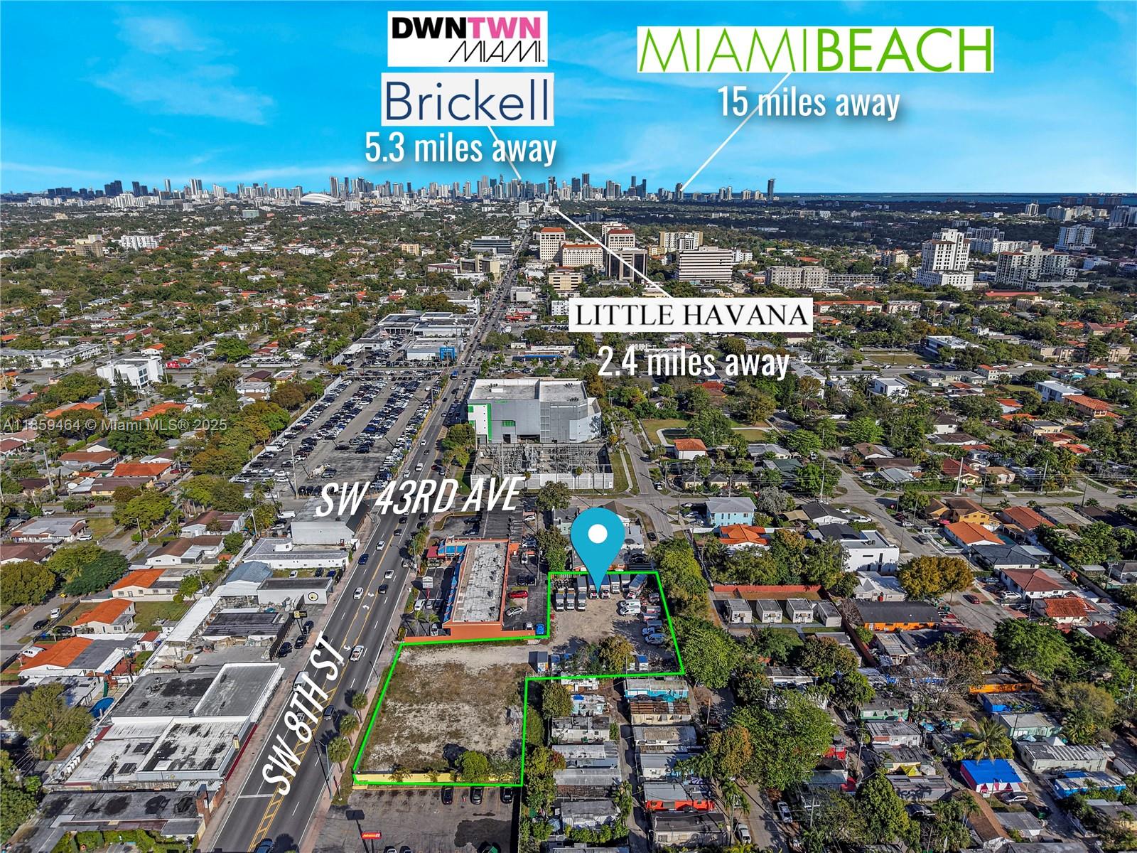 "Exceptional commercial land opportunity fronting SW 8th Street, offering outstanding visibility and exposure to high daily traffic. Located just minutes from Downtown Miami and Miami International Airport, this prime parcel is ideal for retail, office, or mixed-use development in one of the city's most vibrant commercial corridors. The property features excellent road frontage, flat topography, and convenient access to major highways. Zoned for commercial use, with utilities nearby and surrounded by thriving businesses and residential growth — a strategic location for your next development or investment project."