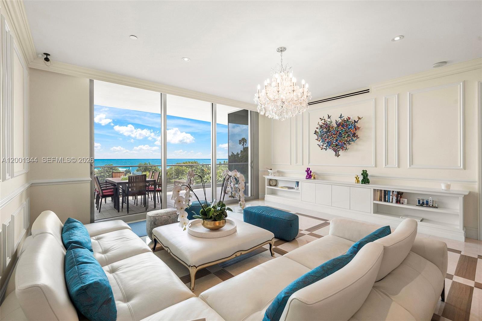 The pinnacle of oceanfront living awaits at the exclusive Fendi Château Residences. This 3,675/sqft  
4 bed 5.5 bath plus staff quarters flow-through residence is framed by turquoise ocean views and lush tropical gardens with the soothing rhythm of waves enhancing the experience.  Interiors feature 10-foot ceilings, an elegant blend of porcelain and wood flooring, custom Fendi-branded cabinetry, Gaggenau appliances, midnight bar in primary bedroom and Ornare closets in every bedroom complete this thoughtfully designed home.  Residents enjoy white glove concierge service and five star amenities that include dual pools, a spa with indoor therapy pool,  fitness center, private chef, theater, beach service, concierge, kids’ room, and barbecue area, all set along 300 feet of pristine oceanfront.  The ultimate lifestyle of sophistication and tranquility located within steps of shops, restaurants, Bal Harbour Shops and the Surf Club.