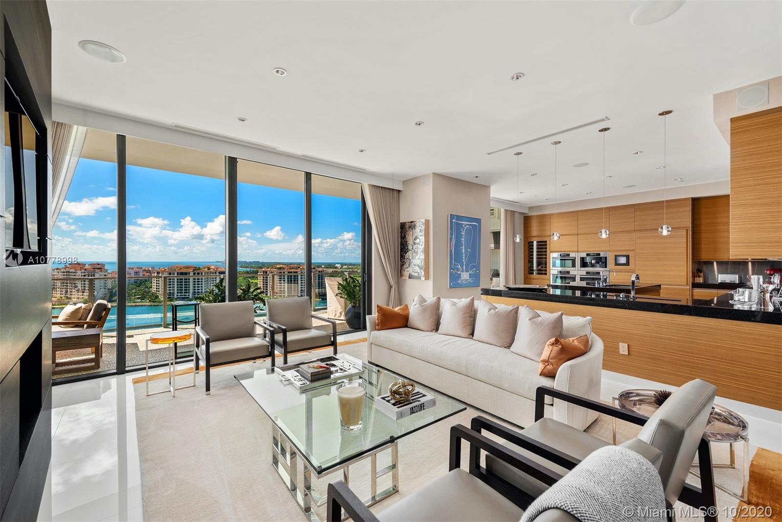 Imagine a life of exquisite taste in this beautifully renovated flow-through residence at Miami’s premier building. Designed for the most discerning buyer with expansive views to the north and south that provide sunrise and sunset views of the ocean, Fisher Island, the Miami Skyline. Enjoy 3,104 square feet of luxurious features throughout the generously sized 3 bedrooms and 3.5 baths. Ocean-framed gourmet kitchen complete with Miele appliances. Master suite boasts a large shower with dual shower heads and spa bath. One of a kind amenities, elite security and ultimate privacy that only Apogee can offer. Offered fully furnished.