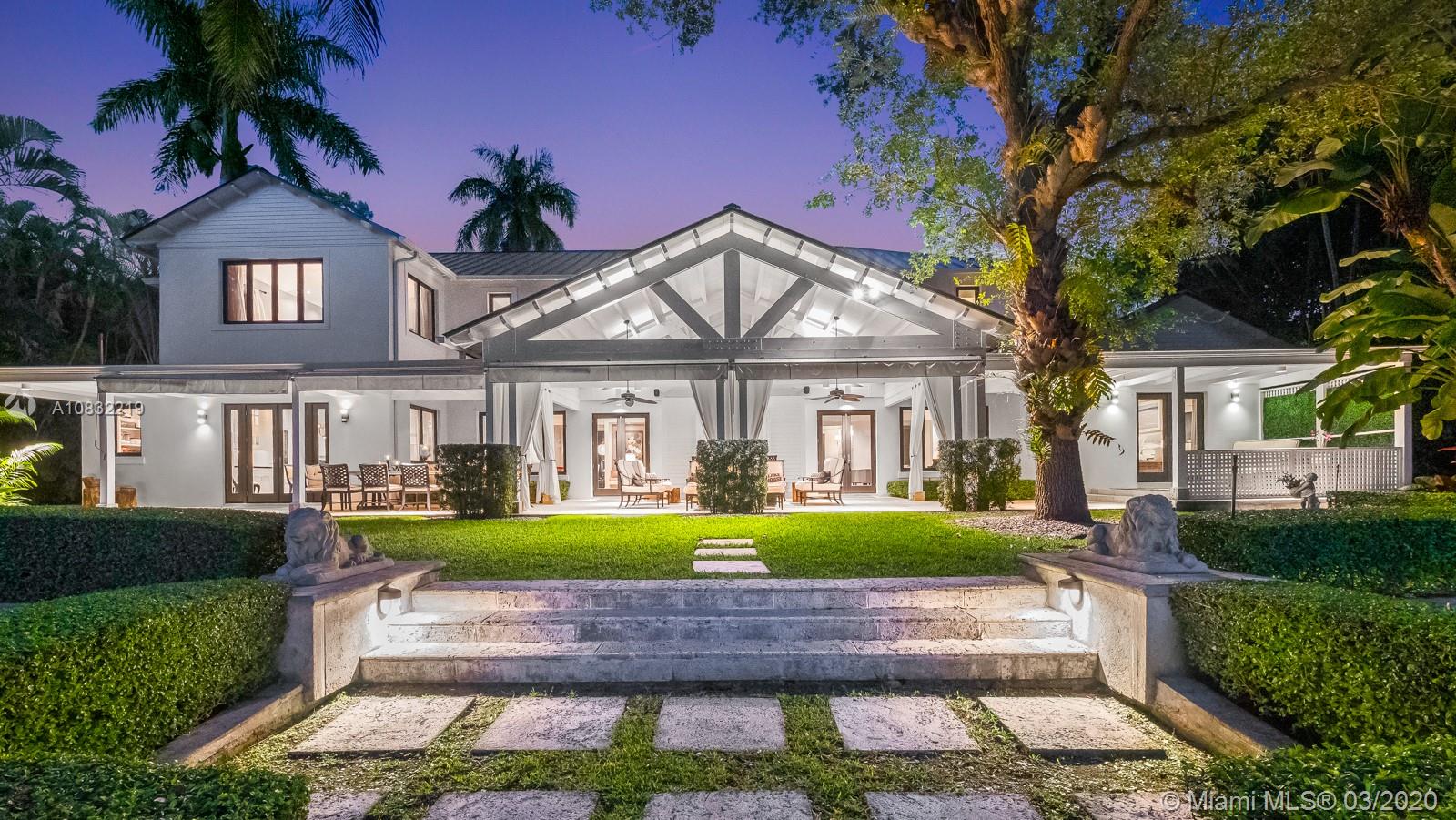 Incredible lakefront property in desirable gated Hammock Lakes community in Coral Gables. Stunning and impeccably updated 9,522 Total SF, 6BR/7+1BA home sits on breathtaking 51,054 SF lot. The home benefits from wonderful entertaining areas and spectacular views of the tranquil lake throughout. A covered terrace spans the entire back of the house and opens to a beautifully landscaped yard, with large pool with cabana bath, and leads directly to the lake. Hector & Hector chef’s kitchen with Wolf and Subzero appliances, gas stove and large island. First floor features 2 entertaining rooms, family room, 2 guest suites and office/maid quarters. Upstairs offers primary suite +2 additional bedrooms. Three car garage, 1/2 basketball court & convenient location for shops, restaurants and schools.