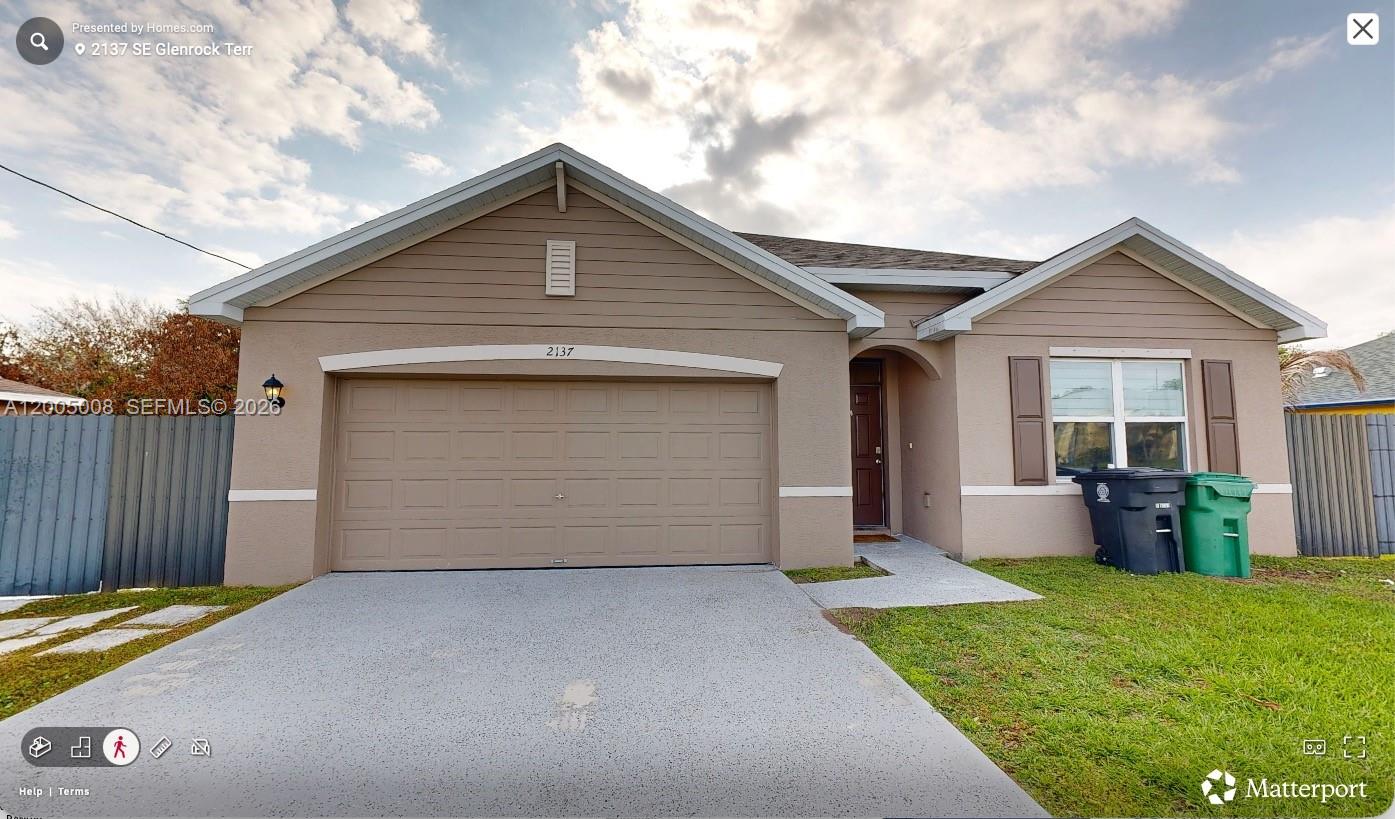 Beautiful home featuring 3 bedrooms, 2 bathrooms, and a 2-car garage converted into a 2nd Generation with 2 bedrooms, 1 bathroom, and a kitchen. The main house has a spacious kitchen that includes a large center island, walk-in pantry, 36" cabinets, and stainless appliances (range, microwave, dishwasher).

Primary suite offers room for king-size furnishings, an oversized walk-in closet, and additional linen storage. Tile flooring throughout main living areas, with carpet in bedrooms.

Enjoy a covered, trussed lanai and a fully landscaped yard with sod, shrubs, mulch, and 4 hardwood trees. Oversized homesite provides space for a future pool.

Smart home package included.
No HOA fees or restrictions.