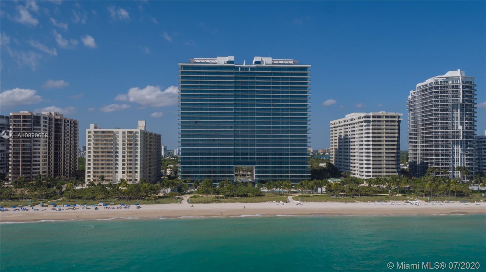 Oceana Bal Harbour -07 line, located above the breezeway with amazing views of Bal Harbour Marina and Bay. Interiors by famed Italian Designer Piero Lissoni. Unit is finished with Italian porcelanato throughout. Calacata marble floor in the bathrooms. Kitchen and bathrooms with Golden Calacata marble, Dada Montoni cabinets. Boffi Italian made bathtubs and washtubs, Gaggenau appliances, washer and dryer GE, Private Foyer. Oceana Bal Harbour is a luxury building with five stars amenities including two tennis courts professional in clay. Also, we have an impressive art collection including the most expensive living artist, Jeff Koons.