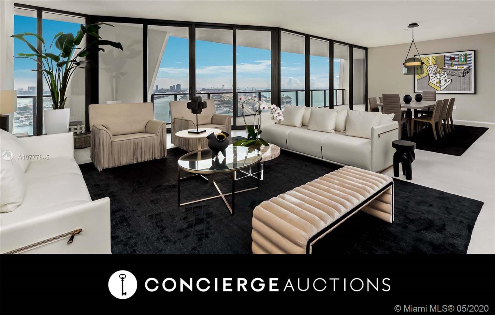 AUCTION: Previously Offered for $7.1M. No Reserve. Open By Appointment. FULLY FURNISHED AND READY TO MOVE IN! Beautifully designed and decorated this 4,876 square foot unit offers a custom designed floor plan with 2 Master Baths, an open family room and a convertible Den/Office. Live in the center of it all! Across the street
from The American Airlines Arena, The Frost
Museum of Science, The Perez Museum, The
Ziff Opera House, The Arsht Center! 7 Star
services with the only Heliport/Helipad, Sky
Lounge and Indoor pool, designated private Beach Club
in South Beach, hospitality concierge, private
resident’s only car, and so much more!