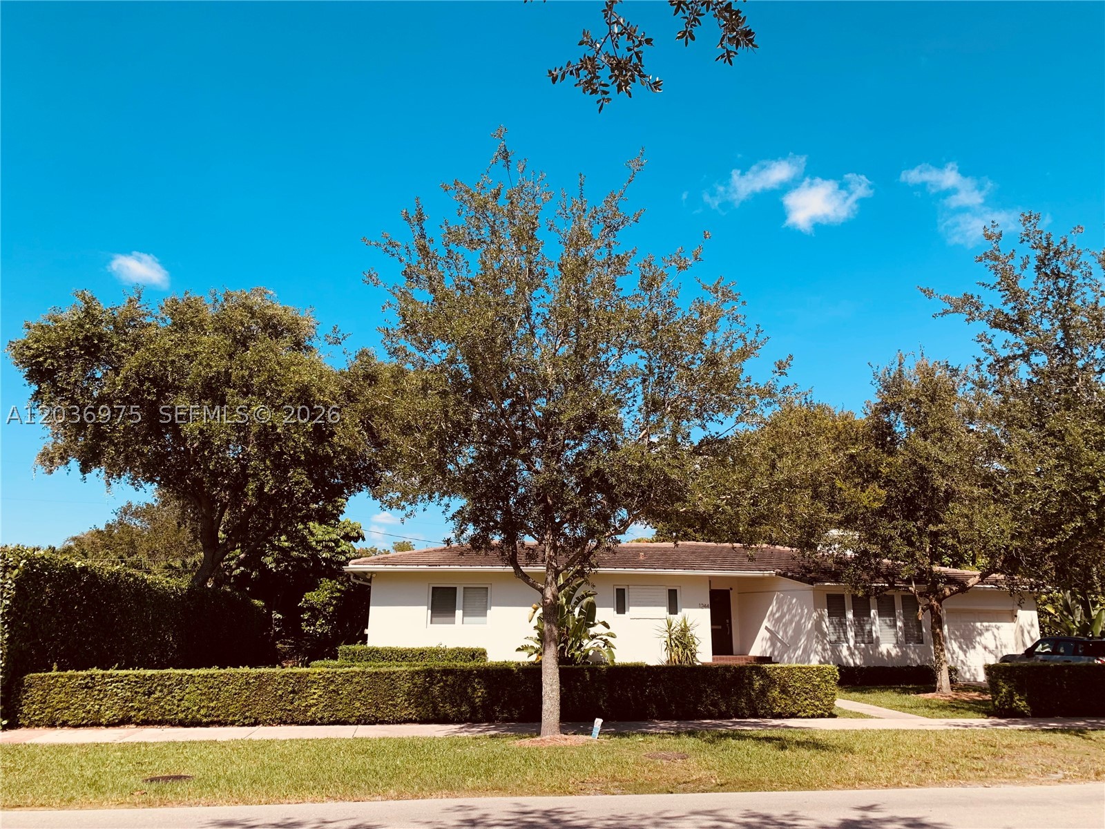 Beautifully updated home 3 bedroom 2.5 baths with large bright sun filled rooms all resting on a large lushly landscaped, very private, fenced in lot. New bathrooms and new kitchen, gleaming hardwood floors, tasteful neutral colors throughout. Florida room/den off of living room, that has views of the front yard. Impact windows and doors. 1 block from Publix and 2 blocks from S. Miami city center. Pets welcome with no restrictions. Living sq ft: 1,514 / Actual sq ft:1,829 / Adj sq ft: 1,672