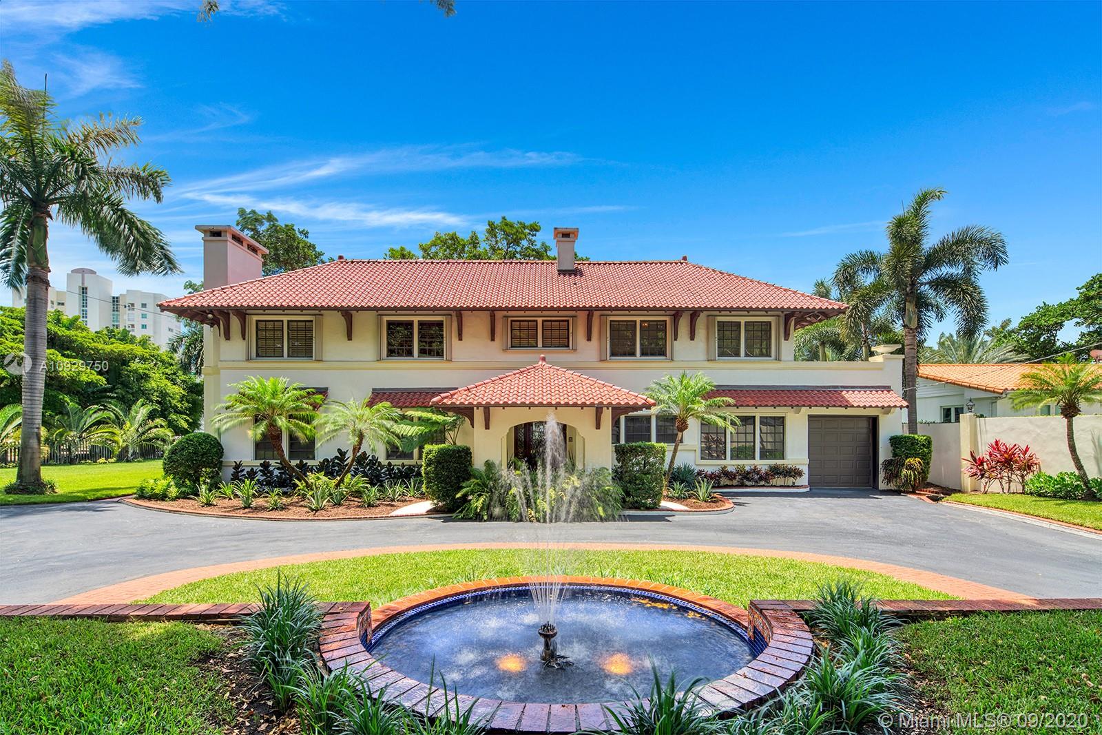 1926 WATERFRONT HOME IN N GROVE. ADDITIONS 1988.  160' WATER FRONTAGE ON A 72' WIDE CANAL ONE BLOCK FROM OPEN BAY "NO BRIDGES". QUALITY WORKMANSHIP AND EXQUISITE MATERIALS. ENTERTAINMENT SPACES FLOW FROM INSIDE TO A COURTYARD FEATURING AN IMPORTED COLONIAL WATER FOUNTAIN. FORMAL LR WITH WORKING FIREPLACE & FORMAL DR WITH TRAVERTINE WALLS. FAMILY ROOM FEATURES A MAHOGANY BAR WITH BEVELED GLASS PASS-THROUGH WINDOW TO COVERED PATIO OVERLOOKING THE CANAL. 10'CEILINGS DOWNSTAIRS AND 9'CEILINGS UPSTAIRS. MAHOGANY CABINETRY AND GRANITE COUNTER TOPS INCLUDES ISLAND WITH JENN-AIR GAS GRILL. BEAUTIFUL MAHOGANY STAIRCASE (OR TAKE THE HYDRAULIC ELEVATOR) MASTER OPENS TO 35 X 19 ' BALCONY OVERLOOKING CANAL.
***WAS PURCHASED TOGETHER WITH ADJACENT VACANT LOT