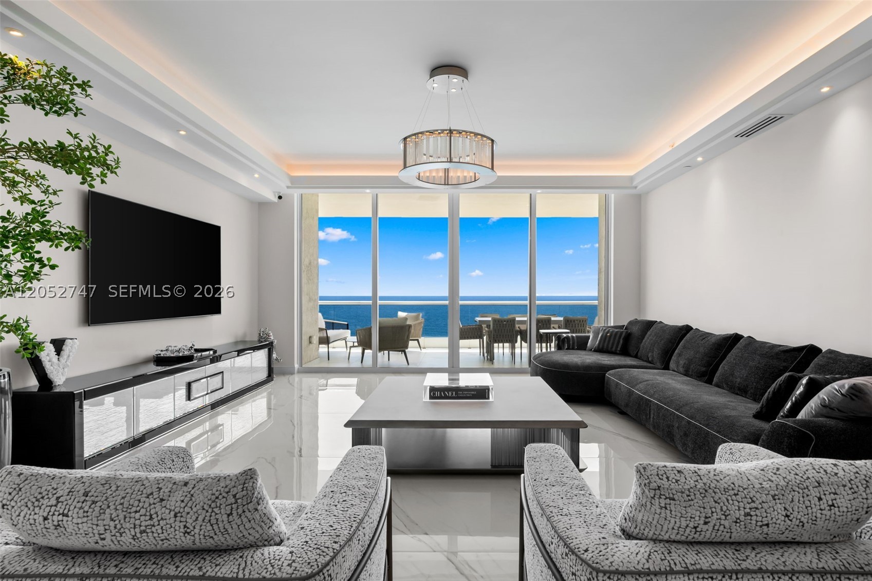A beautifully renovated residence at the prestigious Turnberry Ocean Colony is now available for sale. This spacious 3-bedroom, 5.5-bathroom residence offers 3,480 SF of living space and features a den, maid's quarters, newly renovated kitchen cabinetry, custom built-in closets, and electric shades throughout.
The property also includes exclusive rights to a private, air-conditioned two-car garage and a beach-level cabana (information available upon request). Furniture is negotiable.
Turnberry Ocean Colony is one of Sunny Isles Beach's most prestigious oceanfront communities, offering an exceptional five-star lifestyle and world-class amenities. Residents enjoy a private beach club, oceanfront swimming pools, a state-of-the-art fitness center, luxury spa, beauty salon, restaurants, children's playroom, concierge, valet, and a full-service restaurant and bar. Beach and poolside service, including oceanfront dining, create a true resort-style experience, complemented by a wide variety of daily fitness and wellness classes. Ideally located just minutes from Bal Harbour Shops, Aventura Mall, fine dining, and both Miami and Fort Lauderdale airports.