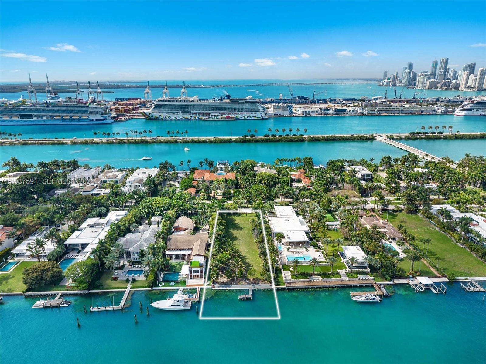 Spanning an expansive 30,000 square foot lot with 100 feet of direct bay frontage and an impressive 300 foot depth, this rare property offers a true estate setting on Palm Island.

Cleared and ready to build, the lot presents an exceptional opportunity to create a custom waterfront residence with a grand, private compound feel.

Located within one of Miami Beach’s few police guarded communities, the property provides outstanding security, privacy, and tranquility. Residents enjoy access to island amenities, including basketball and tennis courts, lush landscaped corridors, and scenic waterfront views, all just minutes from South Beach, the beaches, and Downtown Miami.