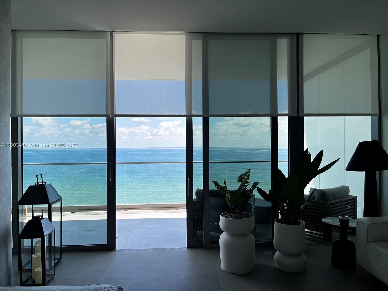 Luxury boutique property just North of Golden Beach. This contemporary 38 story glass tower showcases panoramic views of the Atlantic Ocean, Intracoastal Waterway. This gorgeous north residence includes everything in the unit and window treatments. Piedra Serena finished floor throughout the residence. 10 ft ceilings. Private elevator landings with facial recognition, 24 hr concierge and security. Thoughtfully designed modern residence featuring 3 bedrooms, 3 and half bathrooms, and den. Flow-through corner unit wrapped in glass with both east and west balconies. BOFFI kitchens, MINOTTI stone, and GAGGANAU appliances. Full Service building, amenities include: east and west pools, spa pavilion, sauna and hammam, yoga room, fitness room, event spaces, gardens, and beach services.