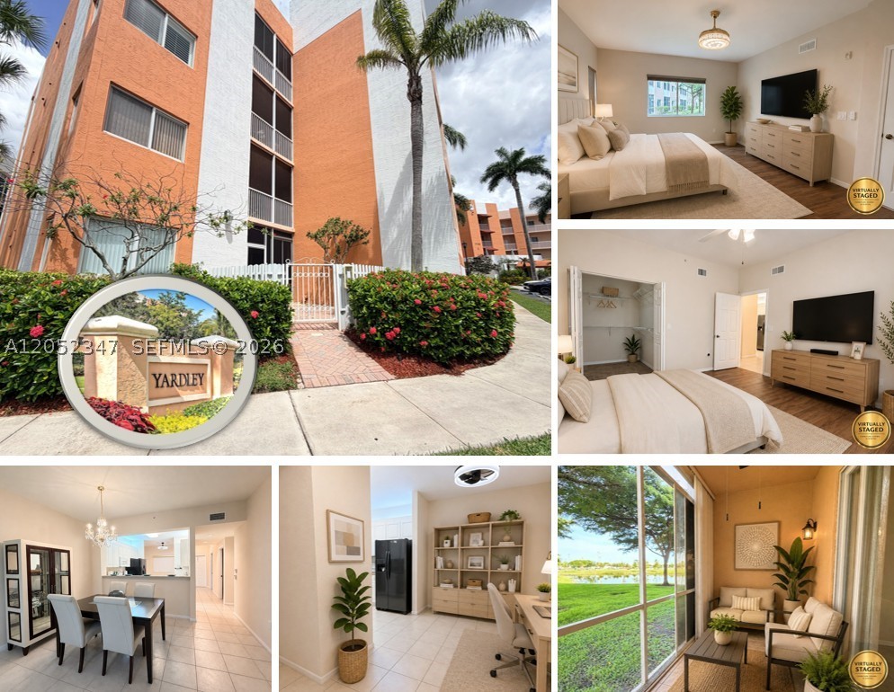 Welcome to Yardley at Kings Point Tamarac! This spacious ground-floor corner unit features the largest 2BR floor plan, offering 1,457SF under air with an abundance of natural light & serene water views. A private gated entry welcomes you through a charming pavered front courtyard & screened porch, creating a true sense of privacy & comfort.

Inside, open-concept layout features an updated kitchen with counter-height bar seating that flows seamlessly into the dining area & living spaces. A versatile area adjacent to the kitchen is perfect for additional dining, a home office, reading nook or hobby space. The separate laundry room includes a newer washer & dryer along w/storage closet.

The oversized primary suite offers peaceful water views, a large walk-in closet plus an additional closet, dual sinks, vanity area, & walk-in shower with grab bars. The spacious 2nd BR features a walk-in closet & easy access to the second full bathroom. Enjoy year-round outdoor living from the screened rear patio overlooking the water.

Additional highlights include impact windows & doors, assigned parking directly in front of your private entrance & the added brightness & privacy of a corner location.

Residents of Kings Point Tamarac enjoy a gated, resort-style lifestyle with amenities including indoor & outdoor pools, pickleball and tennis courts, fitness center, clubhouse, theater, courtesy transportation, social clubs & countless activities designed for active adult living.