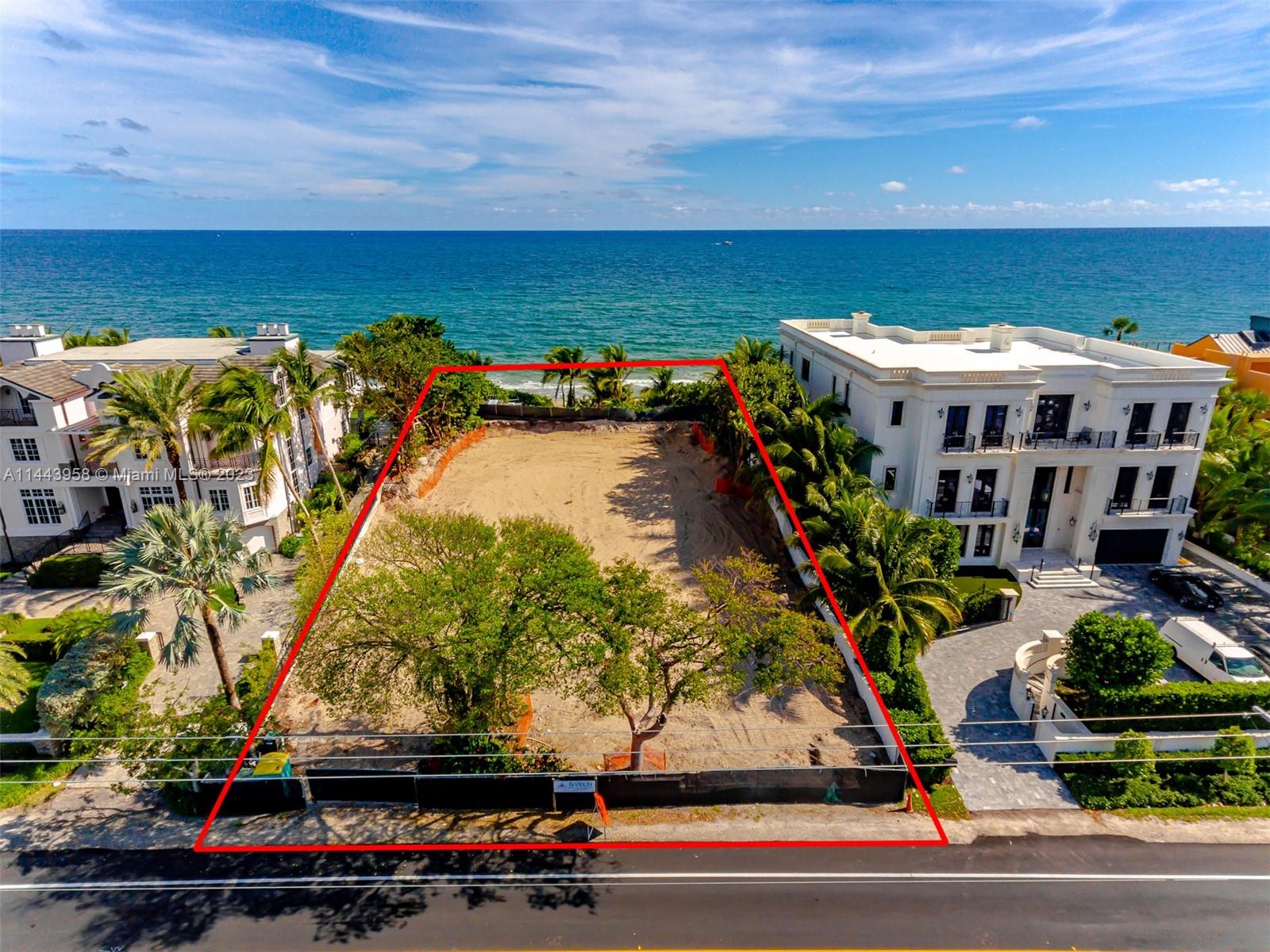 CITY & STATE APPROVED PLANS TO BUILD YOUR CUSTOM OCEANFRONT DREAM HOME ON THE OCEAN WITH YOUR OWN PRIVATE BEACH AND A PRIVATE 100 feet DOCK ON THE THE INTRACOASTAL WATERWAY. LOT FEATURES OVER A HALF AN ACRE AND 100 FEET OF DIRECT OCEAN FRONT PROPERTY PLUS A PRIVATE DOCK ON THE INTRACOASTAL WATERWAY. JUST A FEW MINUTES BY YOUR BOAT TO GET TO THE INLET FOR DIRECT OCEAN ACCESS. EVERY BOATERS DREAM. HILLSBORO BEACH IS AN EXCLUSIVE AND PRIVATE THREE MILE STRETCH OF BEACH WITH NO PUBLIC ACCESS. WATCH SUNRISE AND SUNSETS FROM YOUR RESIDENCE, Property is delivered as an empty lot, the current structure was demolished and has approved plans to build up to 22,000 sf new home. Will have a brand new seawall on the intracoastal side and a new boat dock.