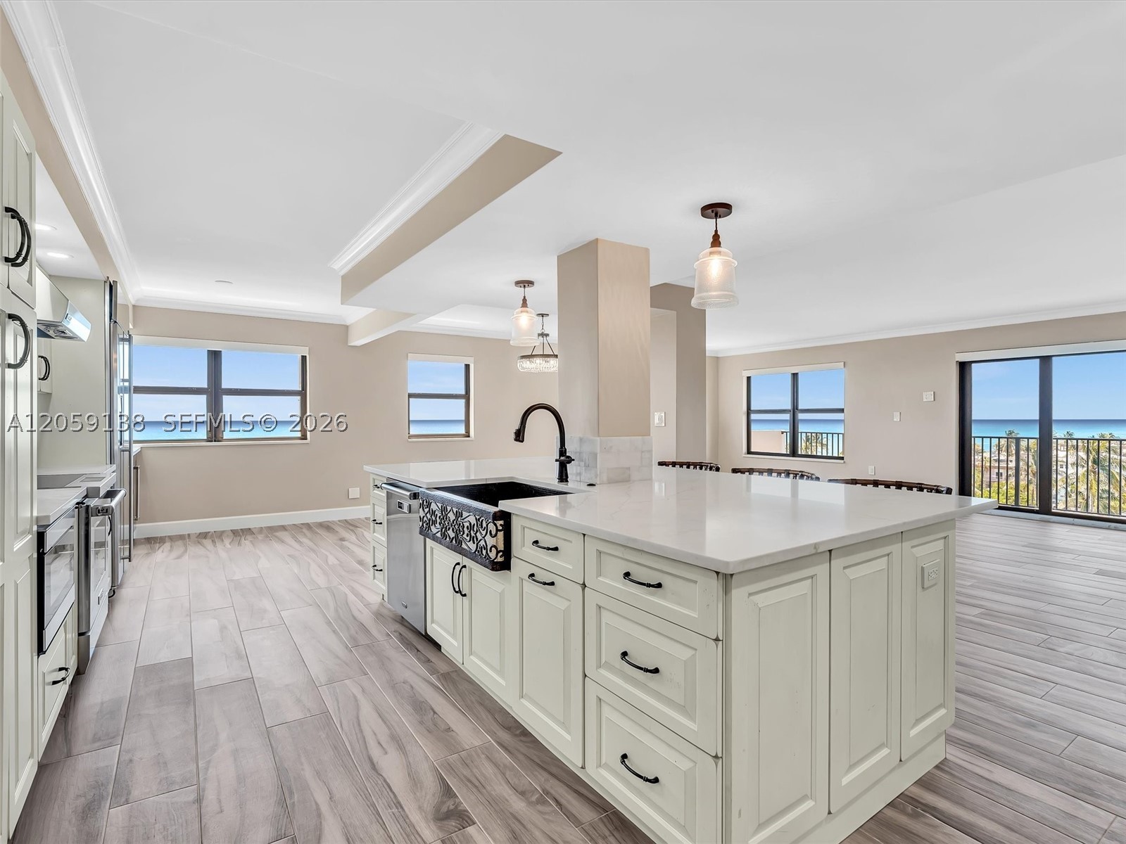 Experience a luxurious oceanfront living that offers a serene retreat with direct ocean view. Beautifully renovated 3-bedroom, 2.5-bath residence at the prestigious Summit Condo in Hollywood Beach. This expansive 1990SF south-east exposure residence welcomes you with spectacular ocean and intracoastal views. The elegant open-space living area features modern seamless flow from the gourmet kitchen into the dining room and living room. The kitchen boasts high-end stainless-steel appliances, sleek stone countertops, and a stylish breakfast bar perfect for entertaining. 
Fully renovated: electric, plumbing, dry walls, kitchen, impact windows, new spa-inspired bathrooms showcase premium finishes and contemporary design. Impact windows and balcony door, porcelain floor, electric shades/blackouts, spacious primary suite and generous closet space. The unit has one storage and one parking space. 
Residents enjoy resort-style amenities such as: private beach service, café, 2 heated pools, BBQ, fitness center, tennis courts, social events, etc. This residence offers the perfect blend of luxury, comfort, and coastal sophistication. 
Prime location just minutes from the Hollywood Broadwalk, dining, shopping, and entertainment.
