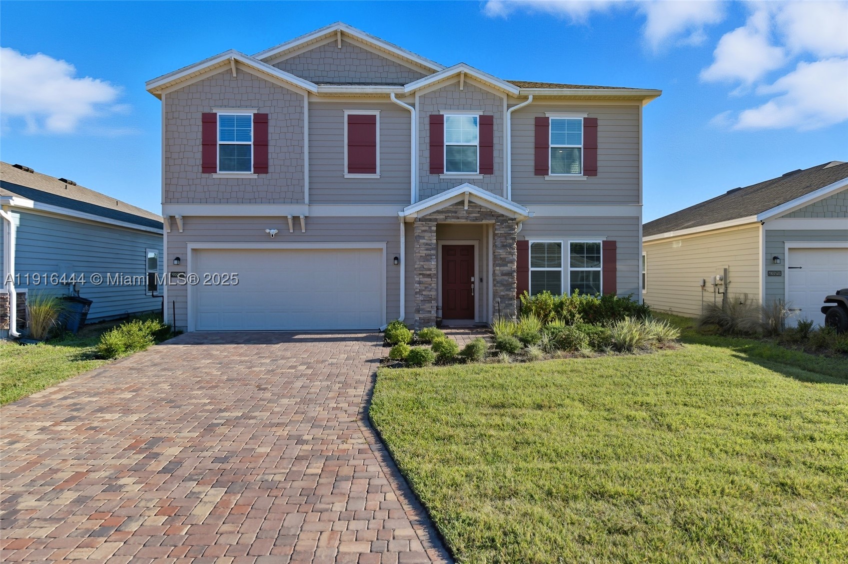 Discover this move-in ready newer construction home located in Jacksonville, FL. This beautifully maintained property offers a modern open-concept layout, upgraded finishes, and a comfortable flow ideal for today’s lifestyle. The spacious kitchen features white shaker cabinetry, quartz countertops, stainless steel appliances, a large center island, and ample storage, making it the perfect space for cooking and entertaining. Durable tile flooring runs throughout the main living areas, offering both style and easy maintenance. The primary suite provides a peaceful retreat with a walk-in closet and a private bathroom featuring dual vanities and a spacious step-in shower. Additional bedrooms are generously sized and flexible for guests, family, or a home office.