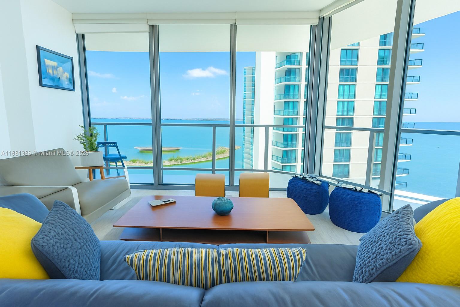 BEST VIEW IN THIS CONDO. And PAY ATTENTION to the building that is being constructed on the left. It will be 37 floors, so in this unit you will not lose any view!!! A beautiful panoramic views of Biscayne Bay and the vibrant Miami skyline from your private, floor-to-ceiling glass-enclosed balcony. This modern 3-bedroom, 2-bathroom condo features an open-concept layout, an Italian kitchen with top-of-the-line Bosch appliances, and a spacious living area perfect for entertaining. The building, designed by Arquitectonica, offers resort-style amenities including a rooftop pool, state-of-the-art fitness center, spa, movie theater, and a private beach club with access to the exclusive Amara at Paraiso restaurant. Located in the heart of Miami's Edgewater neighborhood, you're just minutes from the Design District, Wynwood, and the city's best dining and entertainment. Experience the ultimate in luxury urban living! Easy to show.