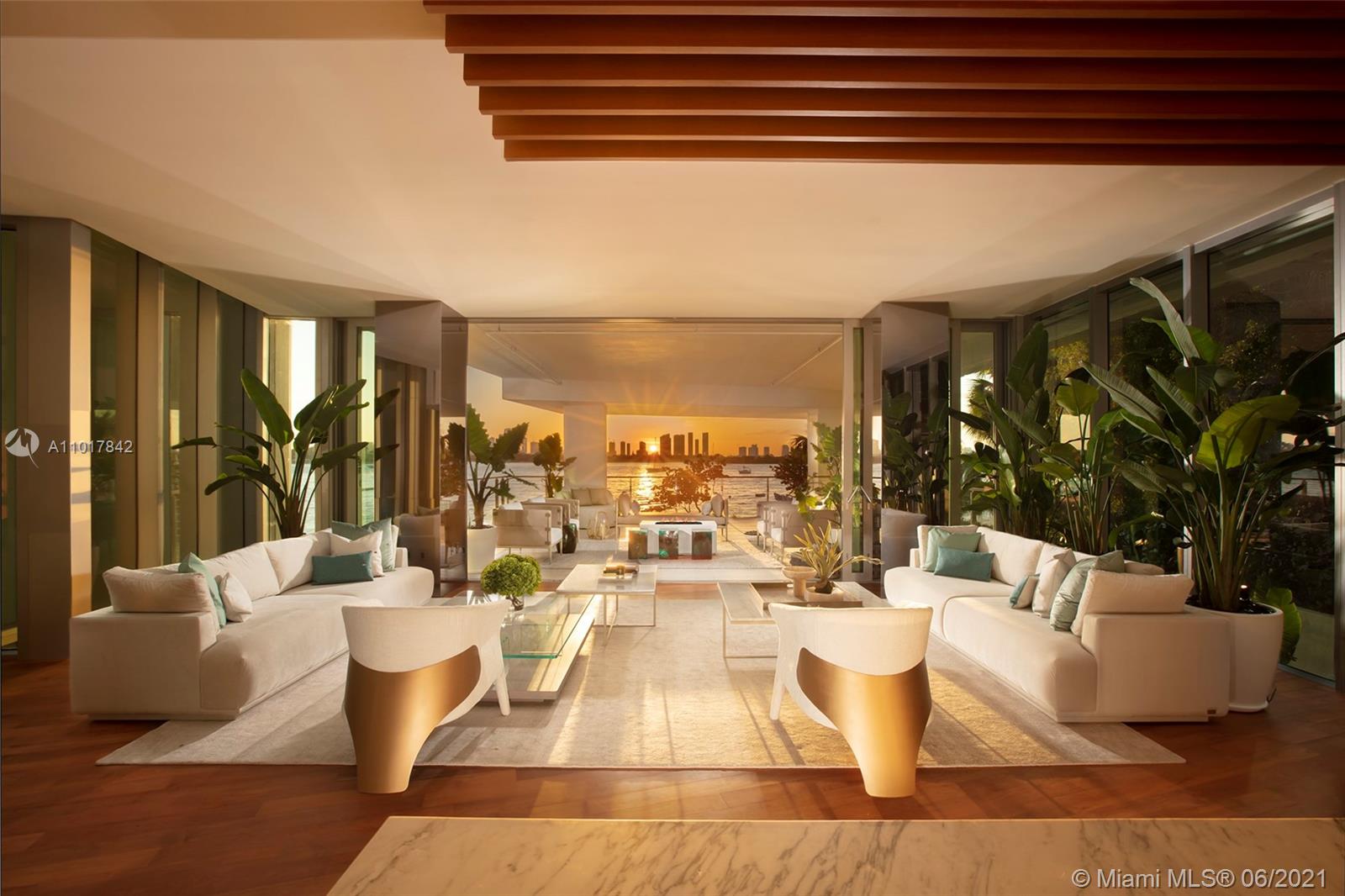 Residing in an intimate standalone building of just six full-floor residences, Residence 1A is uniquely situated alongside Monad Terrace’s signature lagoon. The desirable proximity to the lagoon and its expansive waterfront terrace seamlessly enhances a truly indoor-outdoor living experience, with a light-filled open floor plan with framed panoramic views of Biscayne Bay and Downtown Miami. Kitchens with dramatic sculptural marble island in Calacatta. Master baths with richly veined, spacious stone countertops, marquetry flooring and tiled walls. Other notable features include custom cabinetry & built-in features, designer fixtures, teak flooring throughout & private elevator. Interior furnishing tailored by Morada and available for sale.   Immediate Occupancy.