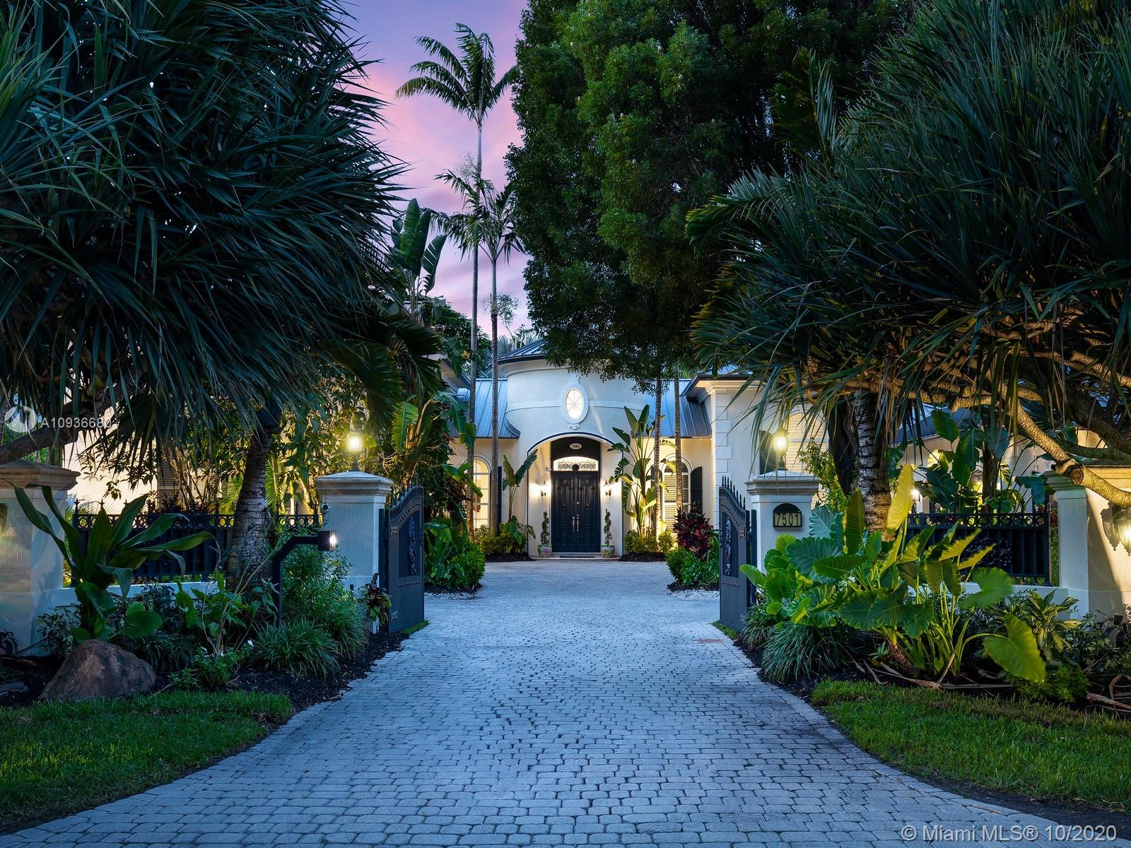 Luxurious Spanish Style Estate located in sought after N Pinecrest. Enveloped by pristine landscaping on a deep acre lot. This gorgeous gated home features a grand foyer, elegant living rm w/outdr views, chef’s eat-in kit w/top of the line appl including new Subzero’s, formal dining rm & family rm w/breakfast area. Dual Master suites, one on the ground level w/walk-in closet, resort-style bath & outdr access to patio area & the 2nd master bedrm, nested on its own on the 2nd level w/large space, walk-in closet, & spa-like bath. An outdr oasis awaits w/covered terr, fully tiled resort-style pool/spa. Detached 1 bed/1 bath cottage w/summer kit & large living space. Add Feat’s: New metal roof, new marble flrs, 3 car gar, just painted, service quarters, &
office/library. Pinecrest Elite Schls.