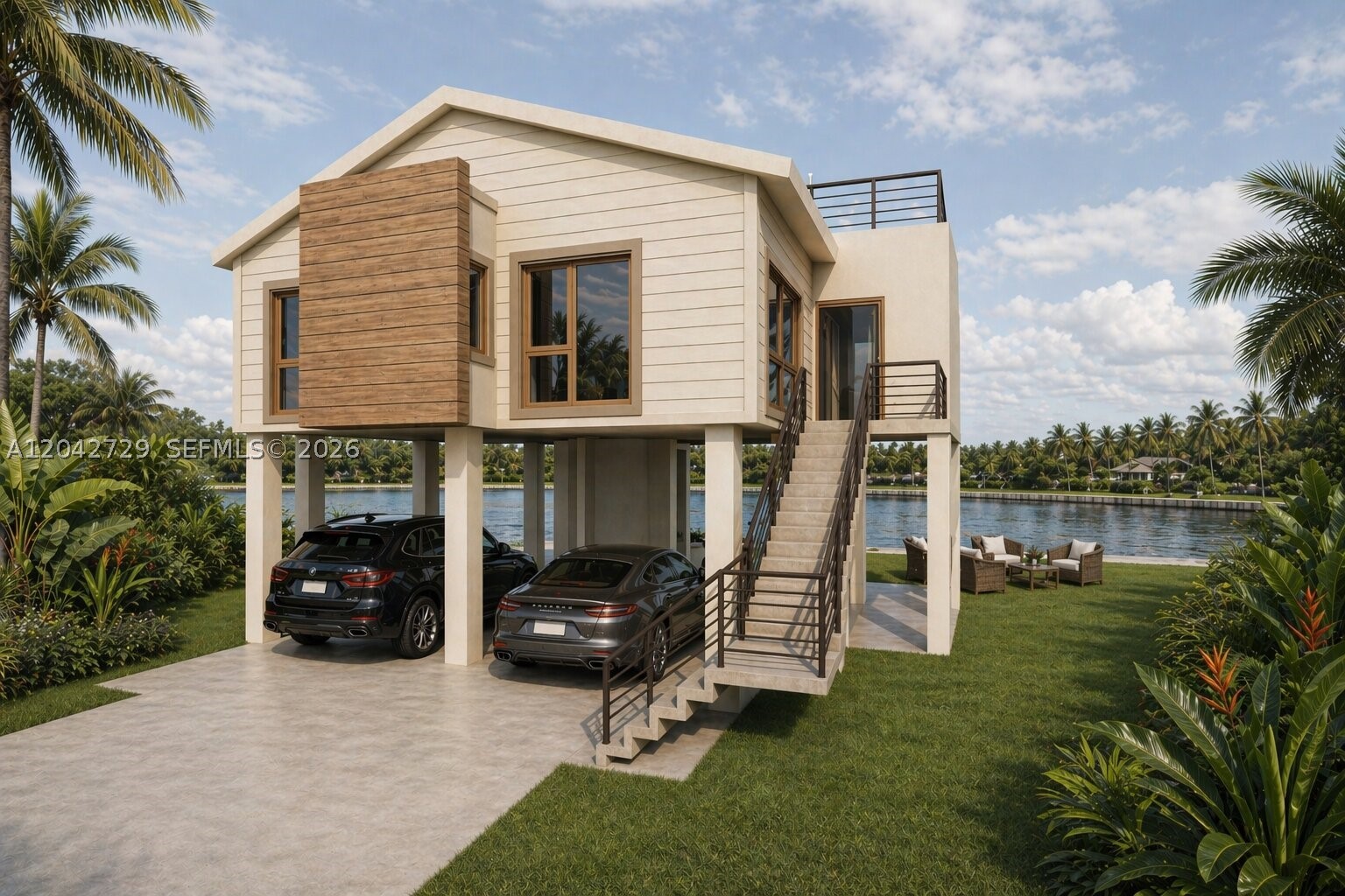 Brand new waterfront in the Keys, built for you from the ground up. This is a preconstruction home in Cutthroat Harbor Estates. You buy now and it gets built for you, delivered turnkey. Picture it: your boat at the private dock on approx. 102 ft of canal seawall, a pool and jacuzzi below, coffee on the rooftop deck. Elevated 4 bed, 4 bath, outdoor kitchen, solar and efficient systems, brand new and low maintenance. And the best part? The permit is already secured, so your home gets built now instead of years from now.
