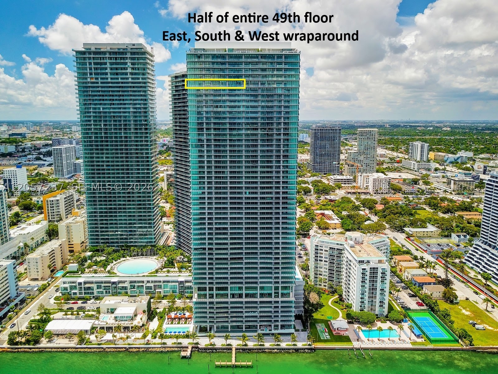 An OASIS of unparalleled VALUE in Miami. Welcome to this spectacular DOUBLE SOUTH CORNER PENTHOUSE at One Paraiso by top Architect Bernardo Fort-Brescia / Arquitectonica. Spanning an immense 5,566 total sqft (floor plan attached) this prestigious sky estate presents the ultimate luxury value proposition when factoring in its massive size, high-end features & prime location. This rare residence serves as a peaceful SANCTUARY away from the chaos, yet sits minutes from vibrant hubs. Unlike so many luxury condos, this premier waterfront position guarantees that your JAW-DROPPING, UNOBSTRUCTED panoramic ocean views, glittering skyline, islands, cruise ships WILL NOT BE BLOCKED by new constructions. Rare 6 bedrooms, each with its own en-suite bathroom! Enjoy COMPLETE PRIVACY in the TWO PRIMARY SUITES directly facing the BAY & OCEAN. This home seamlessly blends indoor-outdoor living across 3 balconies capturing both SUNRISE & SUNSET vistas. High ceilings and electric rollers accent the Italian designer furnishings and finishes by ADDISON HOUSE (except 3 bedrooms). Includes 3 PRIME PARKING SPACES on the garage 1st floor and 2 huge storages! Indulge in 5-star resort like amenities: an ADULT only pool on the Bay, a vast 3 acre deck with 2 pools, summer kitchen, BBQs, TENNIS, cabanas, theater, state-of-the-art gym, Pilates, indoor spa, saunas, business center, KIDS playroom, cigar lounge, billiards, piano lounge. An absolute masterclass in luxury, scale, and unobstructed bayfront peace.