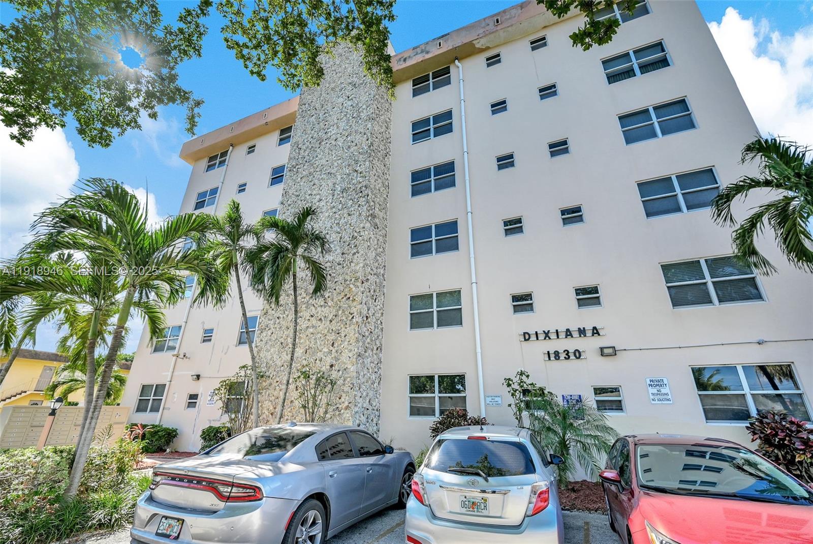 Spacious 2 bedroom, 2 bath corner condo with 1,168 sq. ft. of living space, located in the secured 6-story building community of Dixiana Condo. Enjoy the comfort of a screened balcony, assigned parking, and access to a community pool. The split-bedroom layout offers flexibility, and the large sliding doors bring in plenty of natural light. Conveniently situated near major highways, shopping, dining, and just minutes from Downtown Hollywood and the beach. Ideal opportunity for those seeking value in a well-located building with strong potential. Call and make your appointment today!