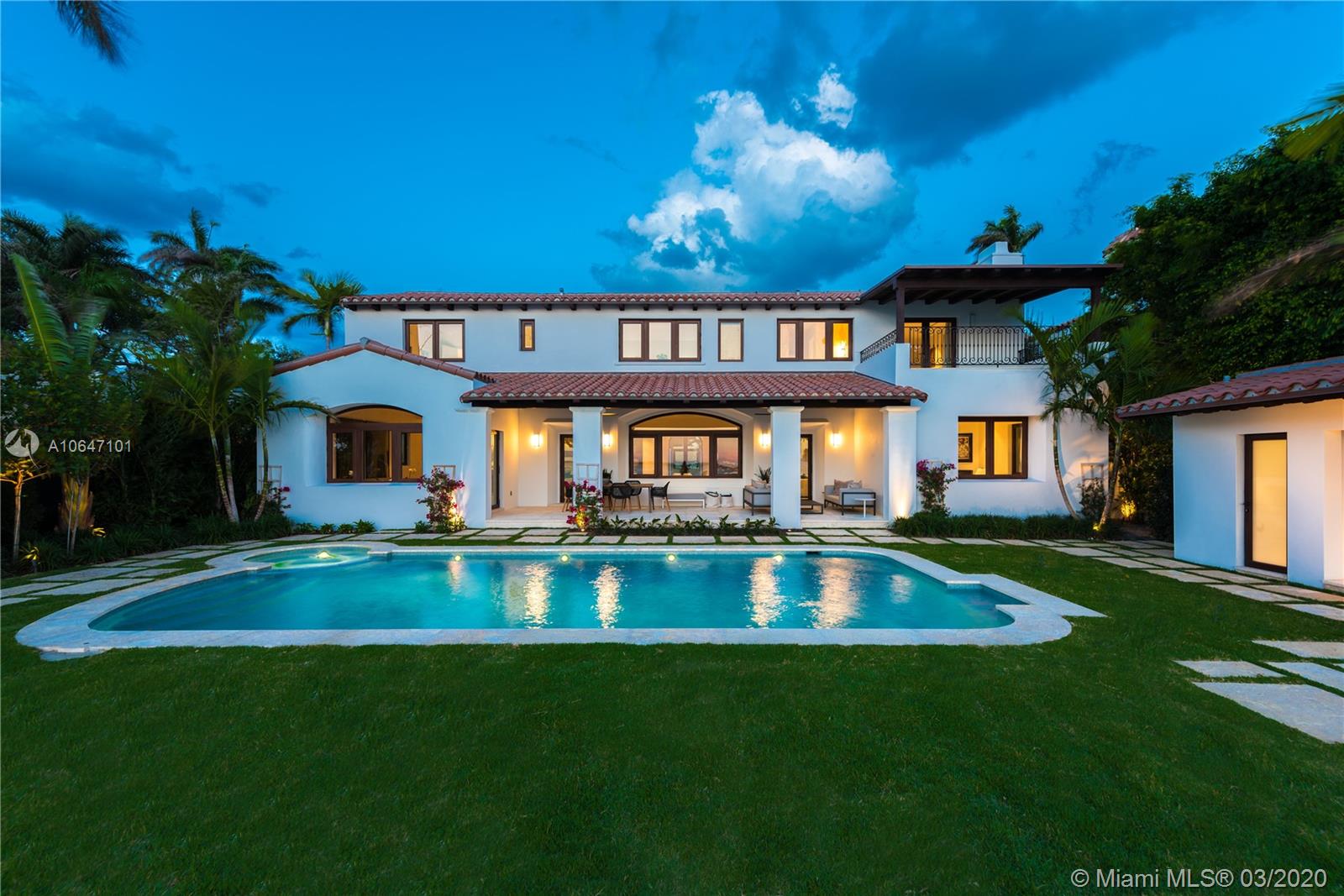 Historic Carlos Schoeppl Villa on North Bay Road with direct downtown views fully restored to a masterpiece. 6,962 total square foot house on a 12,759 square foot lot with 79.250 feet on the water. 5 beds, 7 baths. 2 car garage, pool & spa. Outdoor kitchen and cabana.