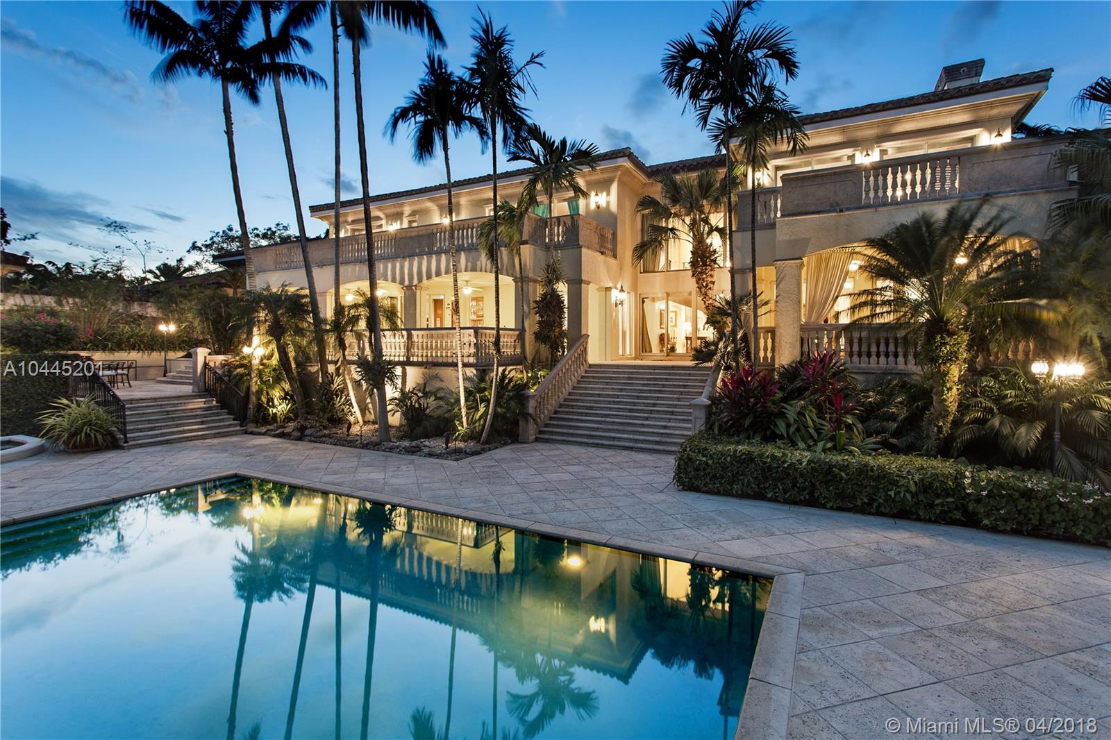 Immaculate 2 story 13,212 SqFt estate sitting on a 82,388 SqFt private waterfront lot, located in the prestigious guard gated Journeys End. This Spanish style house boasts 6 bedrooms, 7 full baths and 2 half baths along with 2 spare rooms for an office or study, 5 & 3 car garage, and a private maids quarters with kitchenette, 2 bedrooms and 1 full bath. Loaded with features such as a full house generator, motorized shutters, gym, sauna, ample storage, basement and elevator to name a few.