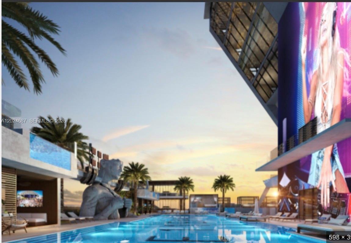 One of the larger studio floor plans. This is an ADA unit, which typically performs better in a hotel program. Premium north views that will always remain unobstructed from this high floor, overlooking the currently under construction signature bridge and expansive waterviews over the Miami downtown/arts district/edgewater skyline.