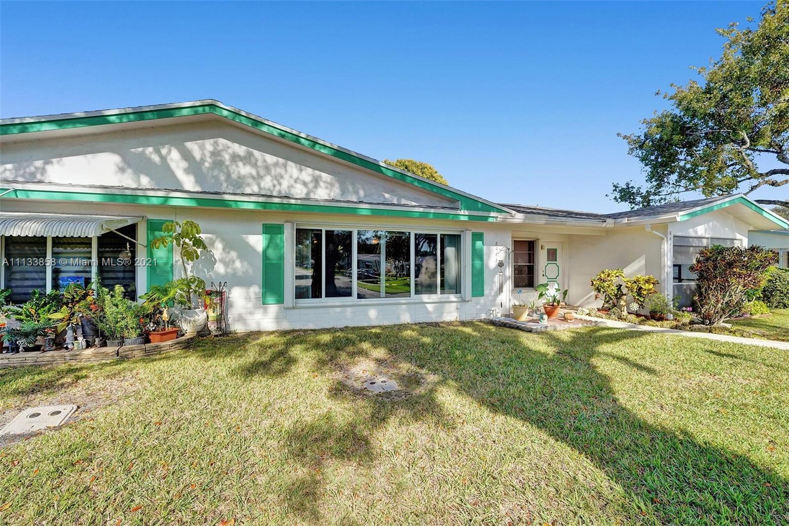 LAUDERDALE WEST 55+Community.Come see this beautifully maintained 1 bedroom,2 full baths with den/office area. Updated kitchen with stainless steel appliances. The Master bedroom has an office/den, a large walk-in closet, and a nicely updated bathroom. Some hurricane Impact windows and accordion shutters, roof installed about 4 years ago. Wood floors throughout, closet space, and washer and dryer, 2 parking spaces in front of the unit.! this unit is spotless and ready for a new buyer! The community provides 2 clubhouses, an exercise room, card rooms, sauna, billiards room, library, ballroom, and arts and craft studio, pools, tennis, and spa, two bocce ball courts, & six shuffleboard courts. Community shuttle service to get around town. 
Schedule your showing ASAP! See broker's remarks.