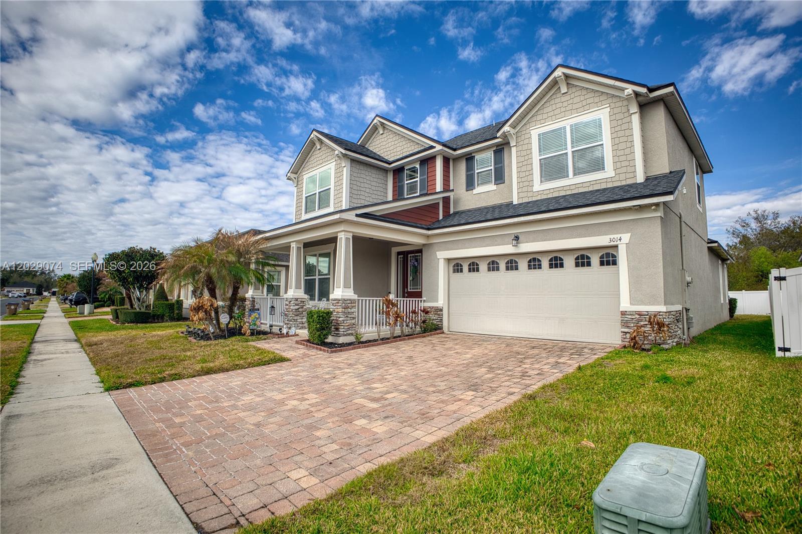Welcome to your dream home in the beautiful Sera Bella Community in Kissimmee, Florida! This stunning single family home boasts 4 bedrooms, 2.5 bathrooms, and a spacious 2 car garage. The community pool is perfect for relaxing on hot summer days, while the granite counters and stainless steel appliances in the kitchen make cooking a breeze. You'll love the combination of carpet and tile flooring throughout the home, giving it a modern and luxurious feel. The paver's driveway adds to the curb appeal, while the balcony and porch provide the perfect spots to enjoy your morning coffee or watch the sunset. Whether you're looking to entertain guests or simply relax in your own private oasis, this home has it all. Don't miss out on the opportunity to make this beautiful property your own and start living the Florida lifestyle you've always dreamed of. Make an appointment today to see all that this dream home has to bring to your family and make it yours today!