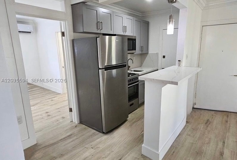Location meets luxury! Discover this "Hidden Jewel" nestled on a highly private and exclusive street in South Miami. This newly remodeled 1-bedroom, 1-bathroom condo is immaculate and ready for July 1st occupancy. Features include pristine wood-like floors, custom wood cabinets, quartz countertops, and stainless steel appliances. Rent includes water, gas for the hot water, HOA fees, and an assigned parking space. Ideal for professionals or students attending UM or Larkin University. Walk to Dadeland Mall, Sunset Shops, the Metro-Rail, and local dining. Easy to show and priced to rent quickly. Send your offer today