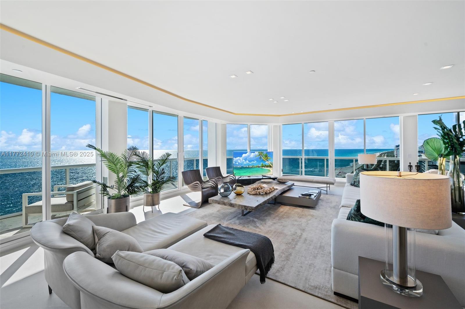Spectacular panoramic 180 degree direct ocean view from this bright 3 bed/3.5 bath condo with east, south & north views in a prime location. Modern, completely renovated with top-of-the-line finishes. Floor-to-ceiling hurricane impact windows, open kitchen, subzero & wolf appliances, luxurious bathrooms, electric blinds, wrap-around terrace, private elevator entry foyer, lots of natural light and amenities include gym w/ classes, spa, basketball, tennis courts, restaurant, valet and concierge Across the street from Bal Harbour shops.  Walking distance to restaurants, supermarkets, houses of worship. Cabana available separately - please inquire