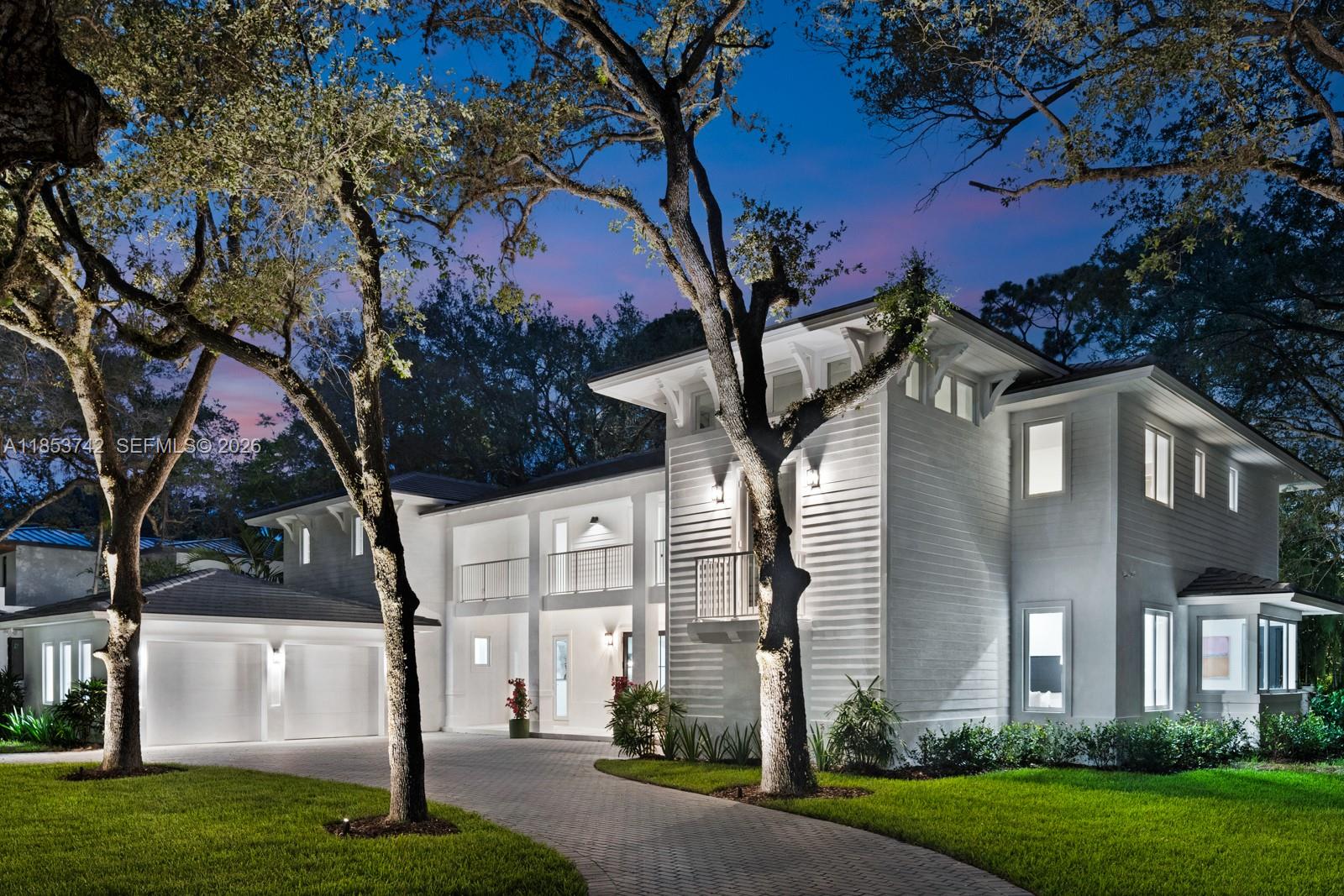 Discover the quiet, Oak-canopied streets, large lots and peace of South Miami. Around the corner from a park and others just a few blocks away, this Brand-New home set on an oversized lot with over 30 majestic Oak trees. The timelessly designed home offers serenity in a prime South Miami location (close to Red Road and SW 80th St) . Enjoy proximity to top-rated schools and several beautiful parks. The spacious 5-bed, 5.5-bath layout includes a versatile second family room upstairs that could become an additional bedroom with some renovation. Downstairs features a staff room and a flexible guest suite that can be used as a home gym or office. Wide plank wood floors add warmth and elegance throughout. With classic charm and thoughtful design, this home blends comfort, function, and beauty in one of Miami’s most sought-after neighborhoods, undergoing transformation as new homes increase property values in the area. Child pool fence.  Builders Warranty.