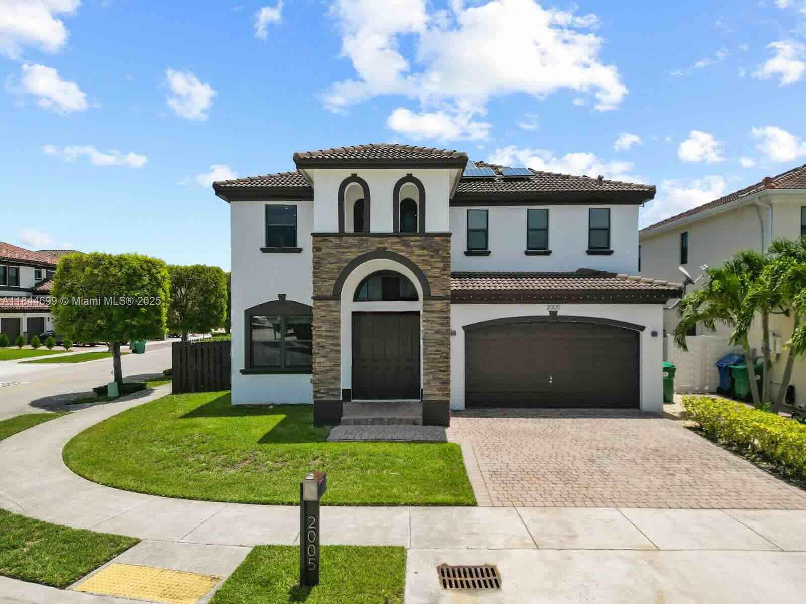 Move-in with First Month + Security Deposit! Spacious 4 Bedroom + den, 3 Bathroom house with pool situated on a corner lot! This bright and beautifully maintained residence offers the perfect blend of comfort, style and energy efficiency. The home features soaring high ceilings, a mezzanine den ideal for an office space, solar panels to help reduce utility costs, 2 car garage, walk-in closets, granite countertops, stainless steel appliances as well as ample storage space. The fenced-in backyard with private pool is perfect for outdoor entertaining. Conveniently located near Publix, Baptist Health Emergency Care, top-rated schools, CVS, Walgreens, Walmart, Bank of America, restaurants and major highways- everything you need is just minutes away. NO HOA, pet friendly.